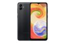 نمای کلی گوشی موبایل گلکسی A04 سامسونگ / Samsung Galaxy A04 با نمایشگر روشن و نمایش لوگو و دوربین رنگ مشکی