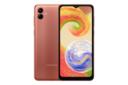 نمای کلی گوشی موبایل گلکسی A04 سامسونگ / Samsung Galaxy A04 با نمایشگر روشن و نمایش لوگو و دوربین رنگ مسی