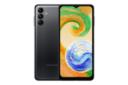 نمای کلی گوشی موبایل گلکسی A04s سامسونگ / Samsung Galaxy A04s با نمایشگر روشن و نمایش لوگو و دوربین پشت رنگ مشکی