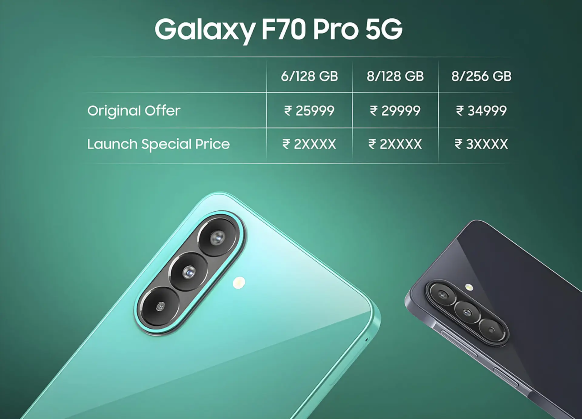 جدول قیمت و ظرفیت حافظه گوشی سامسونگ گلکسی F70 Pro 5G