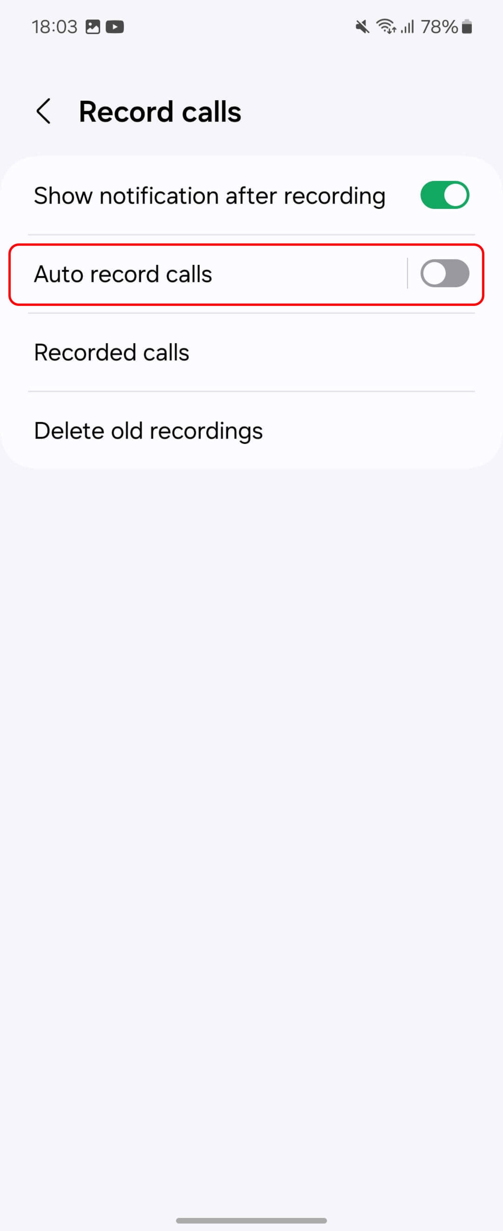 روشن کردن دکمه تماس‌ های ضبط خودکار (Auto record calls)