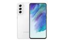 نمای کلی Samsung Galaxy S21 FE 5G / گوشی موبایل گلکسی اس 21 اف ای سامسونگ 5G با نمایشگر روشن و نمایش لوگو و دوربین پنل پشت رنگ سفید
