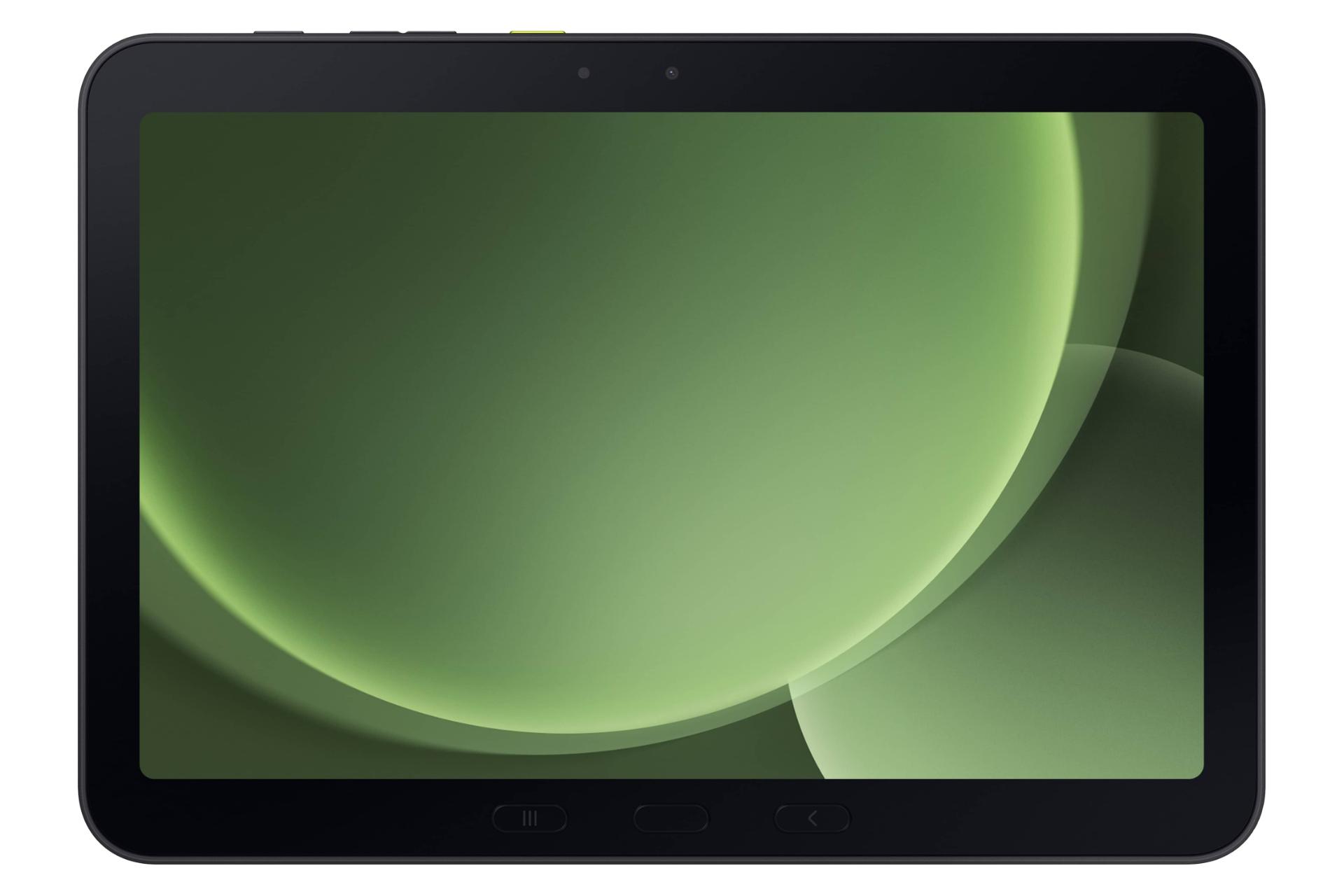 نمای پنل جلوی تبلت گلکسی تب اکتیو 5 پرو سامسونگ / Samsung Galaxy Tab Active5 Pro با نمایش حاشیه‌های نمایشگر، دوربین سلفی و دکمه‌ها