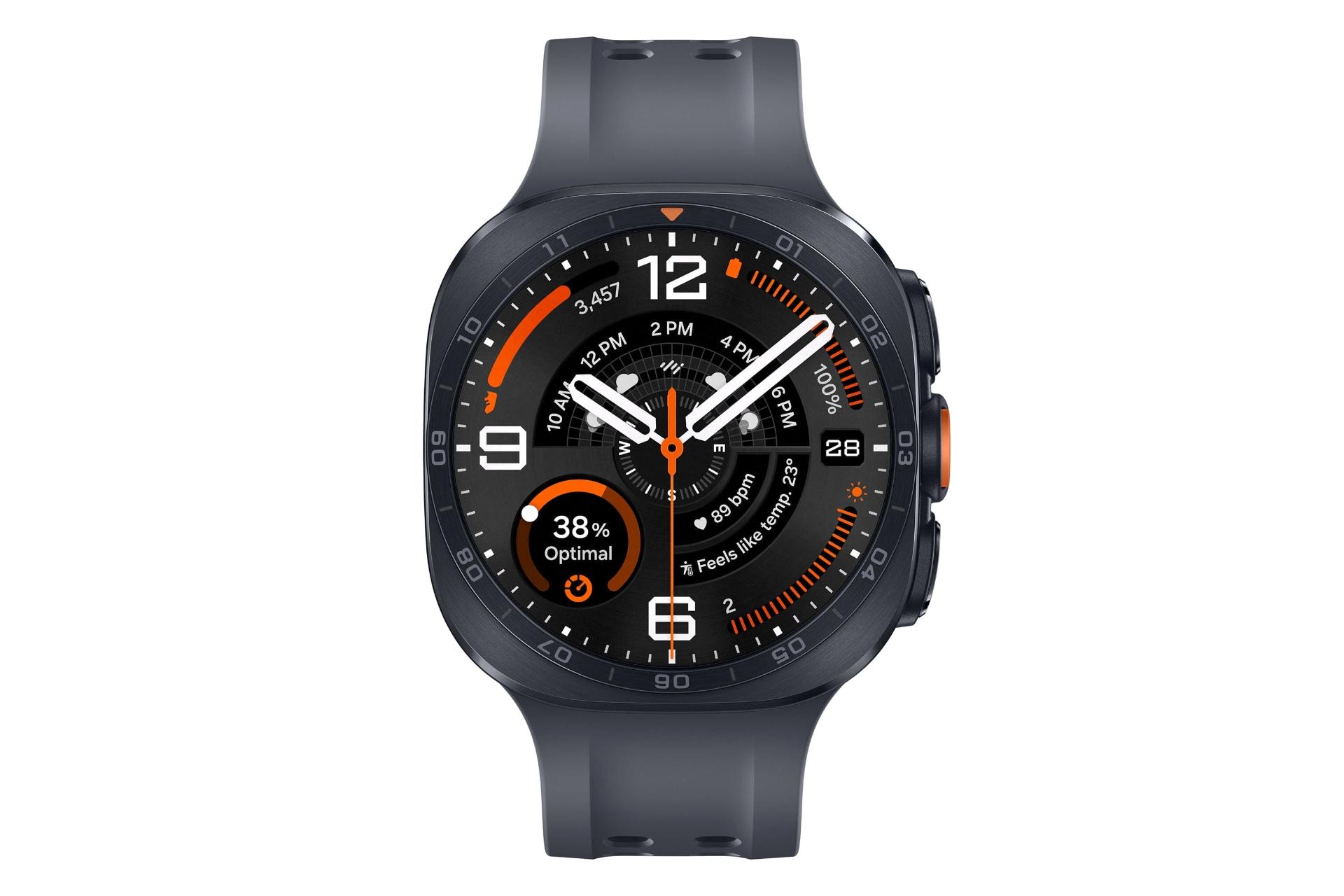 ساعت هوشمند سامسونگ گلکسی واچ اولترا 2 خاکستری تیره از نمای روبرو / Samsung Galaxy Watch Ultra2