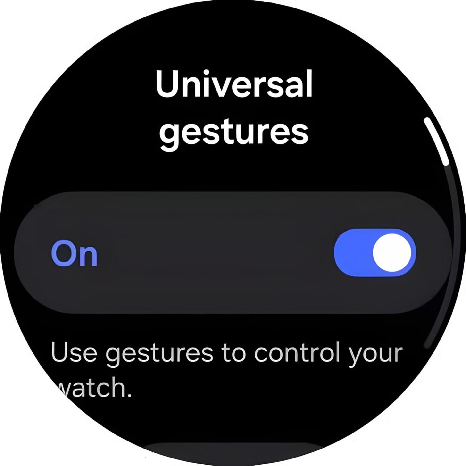 منوی فعالسازی قابلیت Universal Gestures در ساعت هوشمند گلکسی واچ (Galaxy Watch)