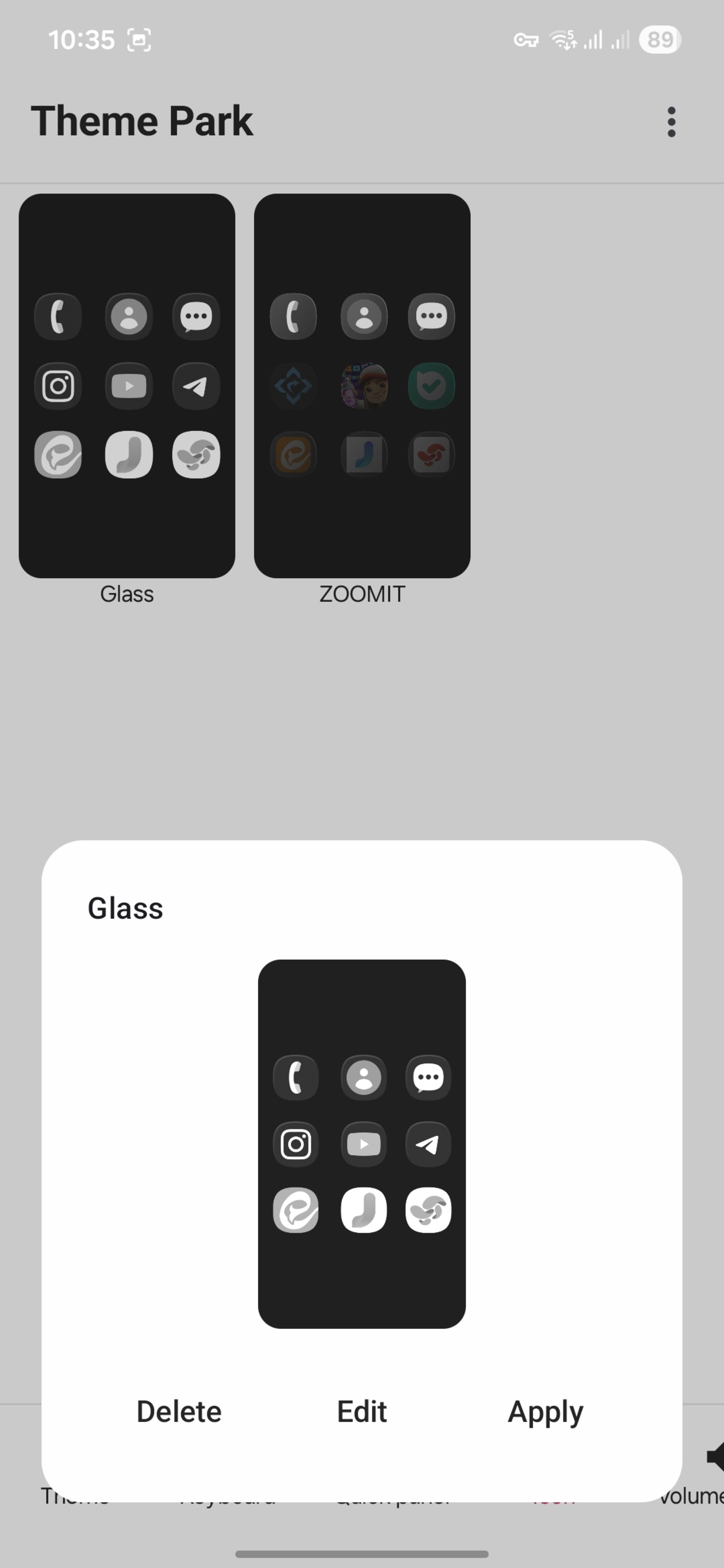افکت Glass برای آیکون گوشی سامسونگ