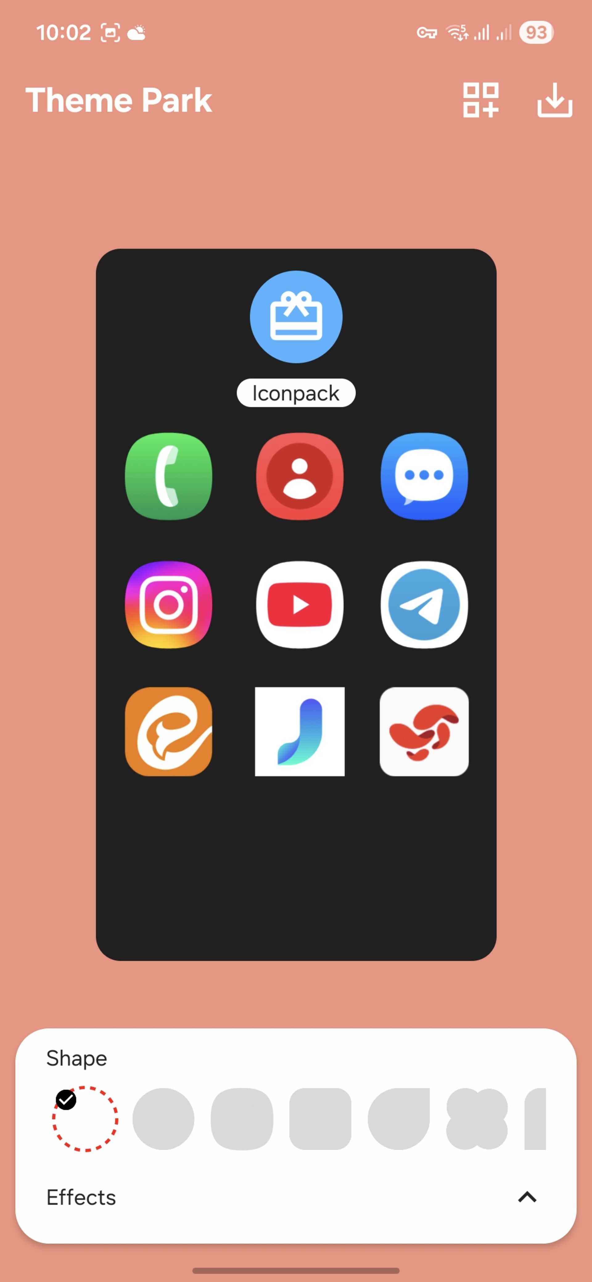 افکت شیشه‌ای برای آیکون گوشی سامسونگ