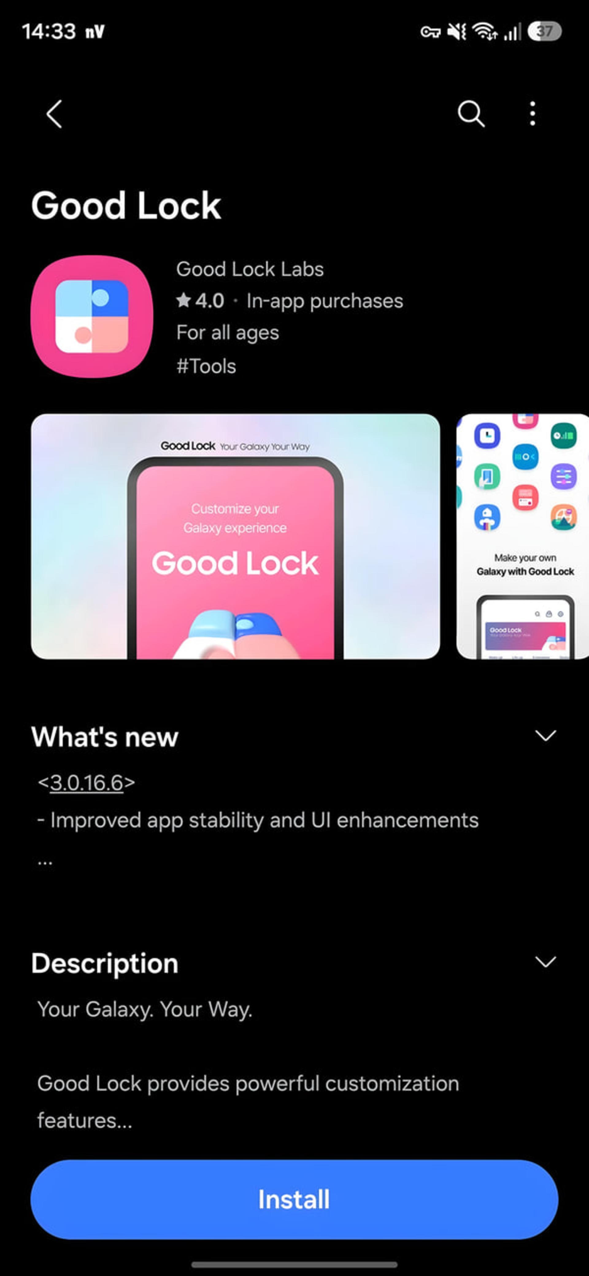 صفحه دانلود اپلیکیشن گود لاک (Good Lock) در گلکسی استور