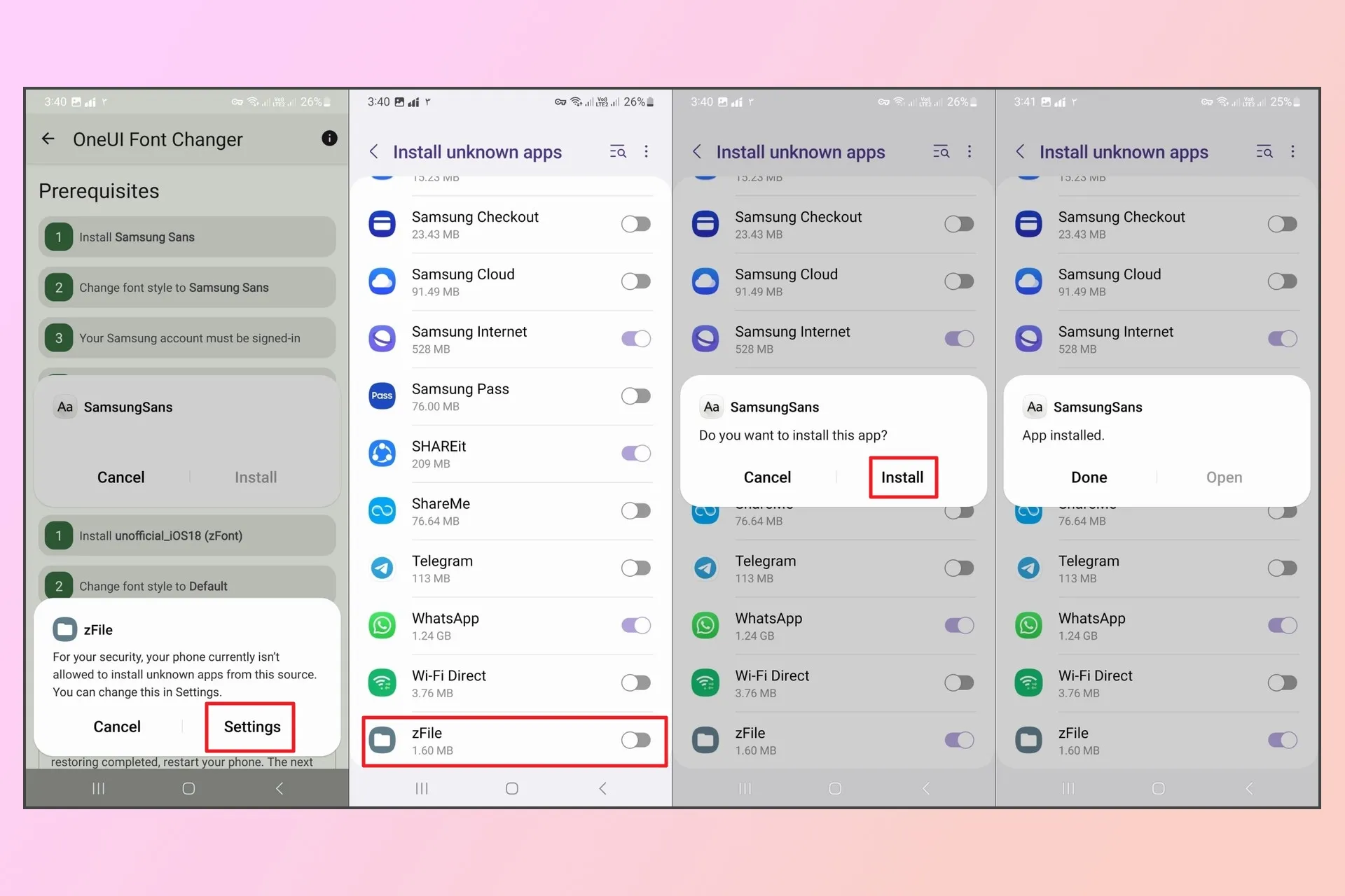 مراحل نصب فونت SamsungSans در گوشی سامسونگ