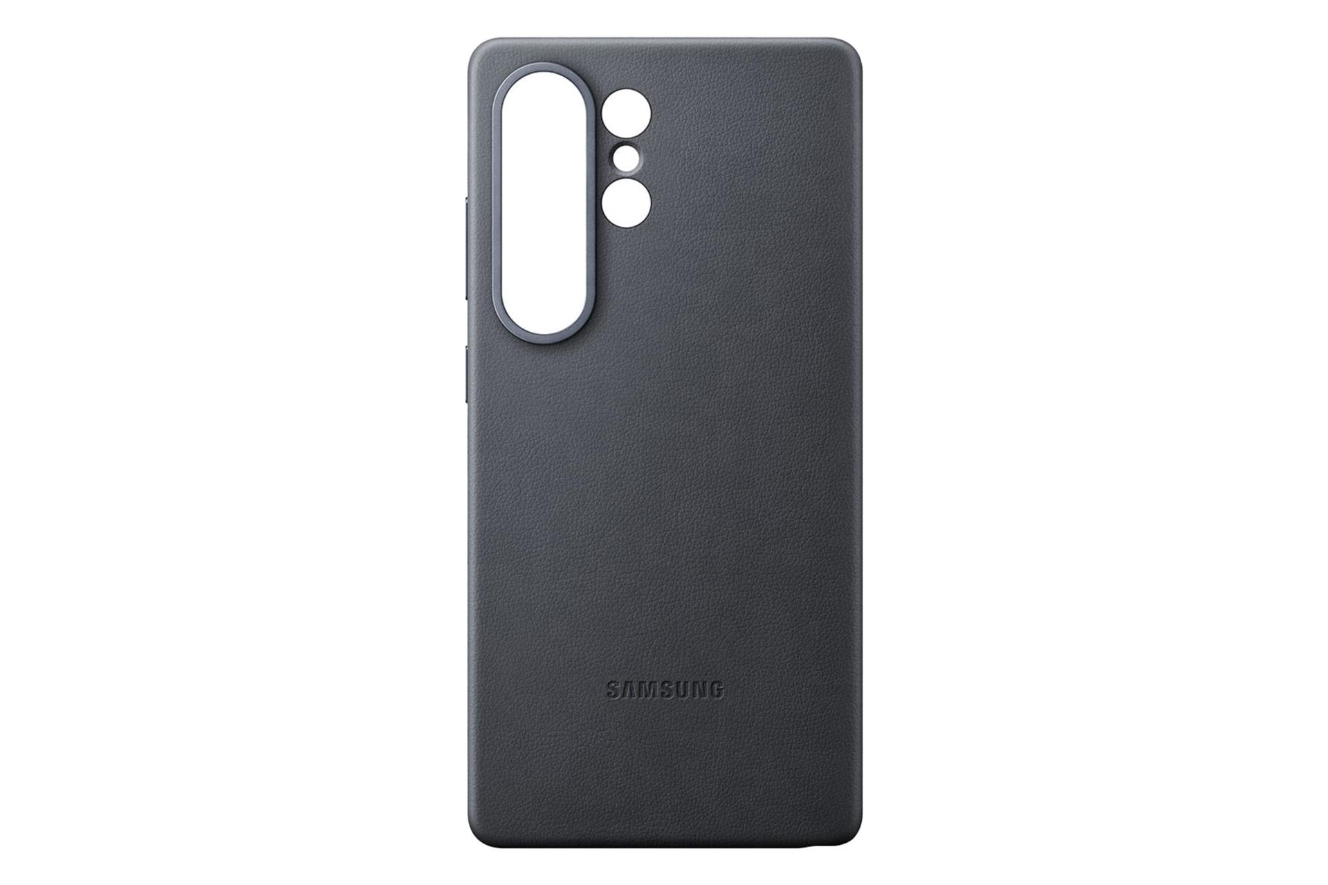 نمای پنل پشت قاب گوشی سامسونگ مدل Kindsuit مناسب سامسونگ Galaxy S25 Ultra با نمایش برش‌های دوربین و لوگو رنگ مشکی