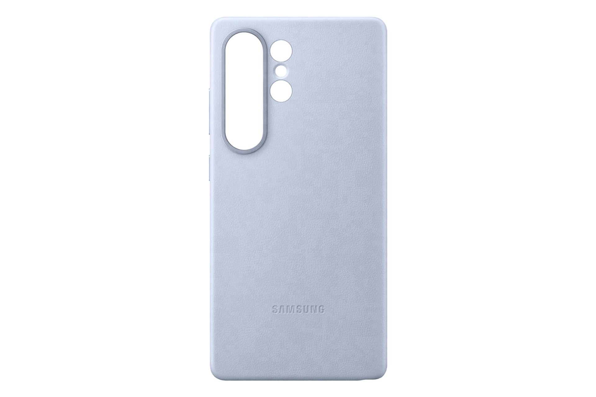 نمای پنل پشت قاب گوشی سامسونگ مدل Kindsuit مناسب سامسونگ Galaxy S25 Ultra با نمایش برش‌های دوربین و لوگو رنگ آبی روشن