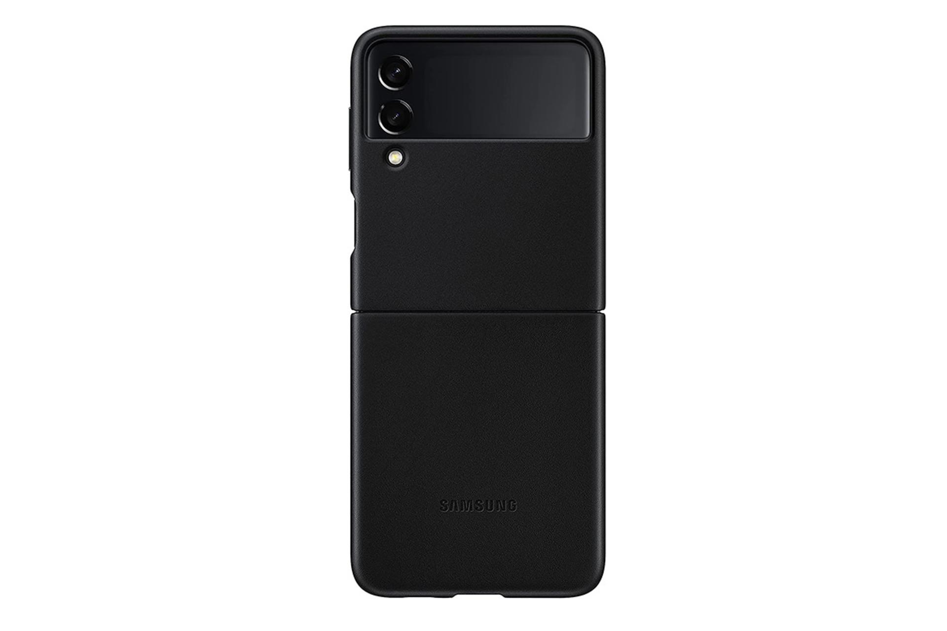 قاب گوشی سامسونگ Samsung Leather Cover For Samsung Galaxy Z Flip3 رنگ مشکی