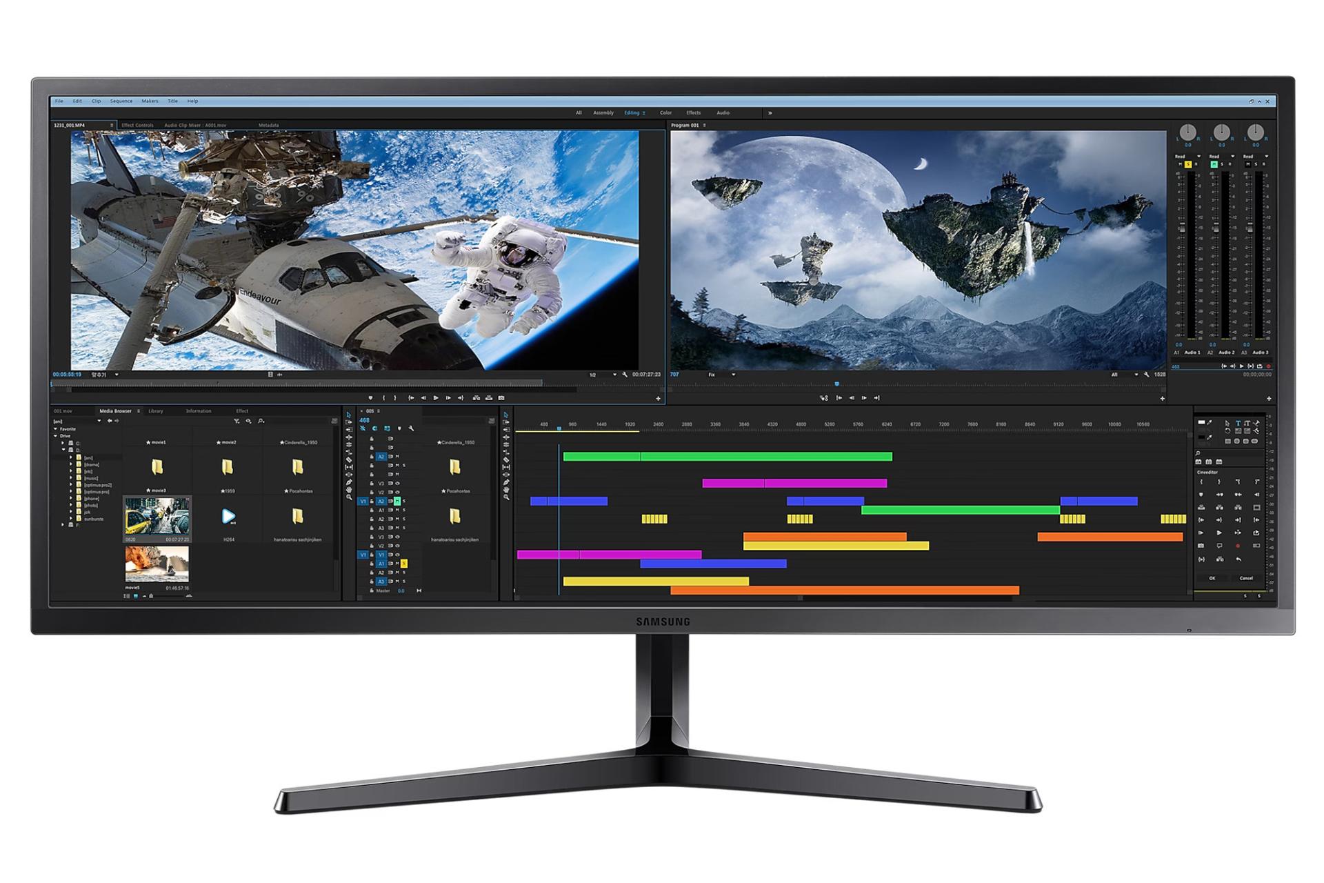 نمای جلو و لوگوی مانیتور سامسونگ 34 اینچ مدل LS34J550WQMXUE
