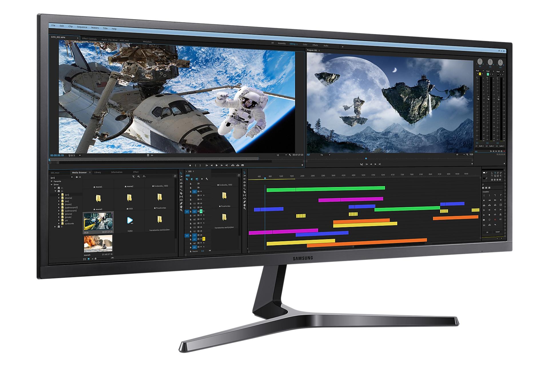 ابعاد و اندازه مانیتور سامسونگ 34 اینچ مدل LS34J550WQMXUE