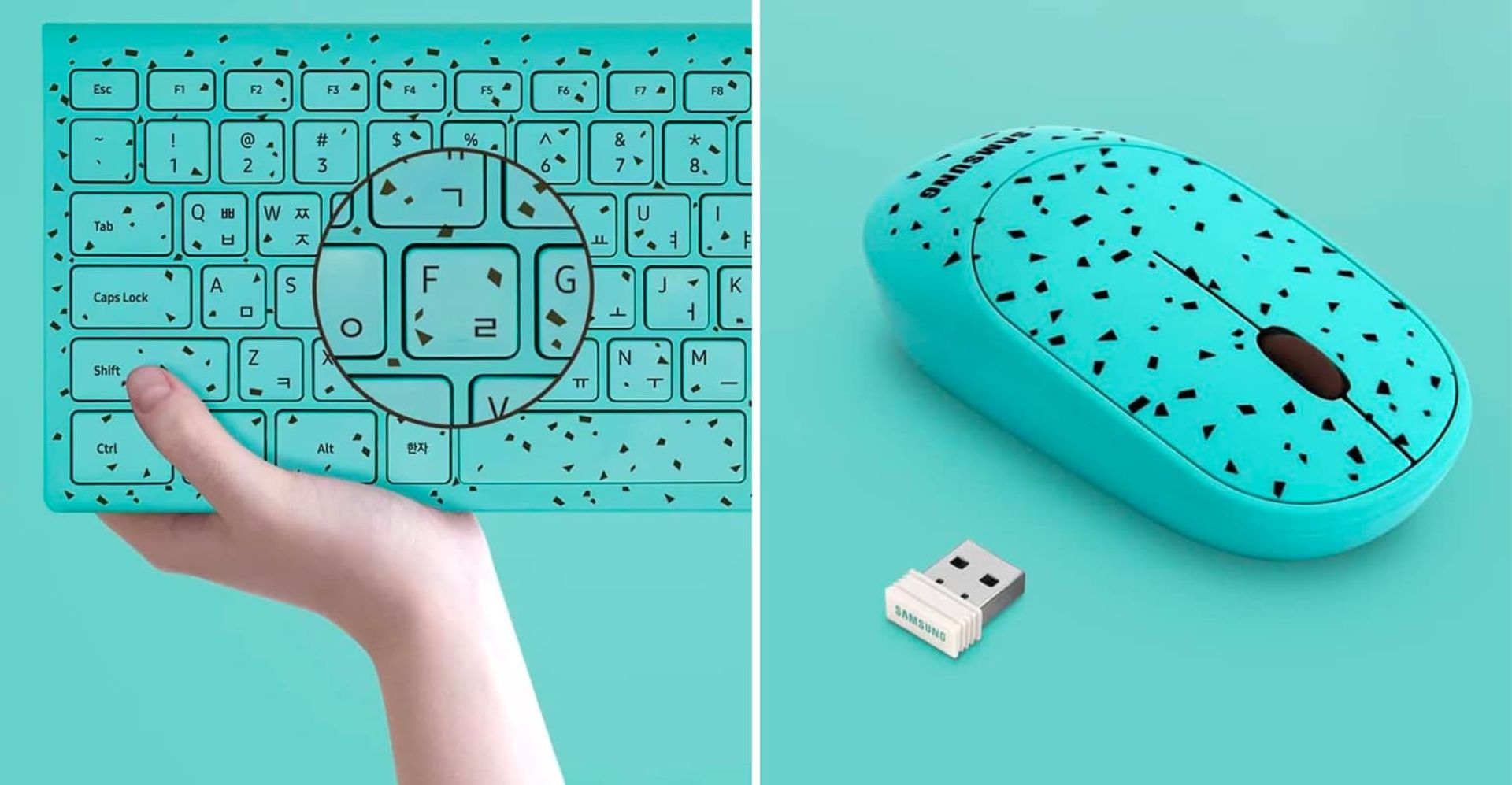 کیبورد و ماوس ۲۰۲۳ سامسونگ نعنایی در دست