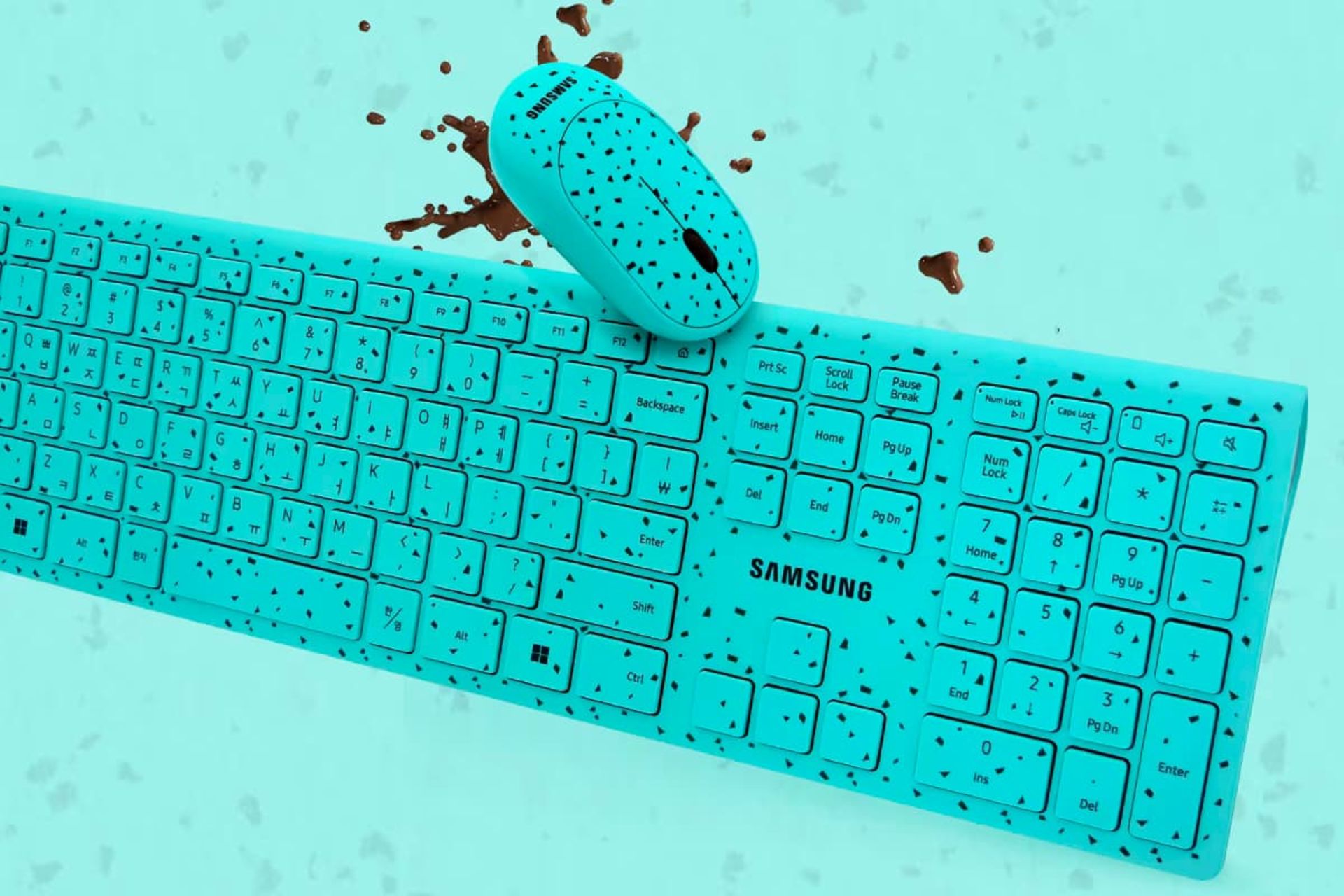 ماوس و کیبورد ۲۰۲۳ سامسونگ نعنایی طرح گرافیکی