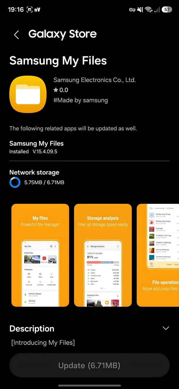 اپلیکیشن سامسونگ مای فایلز (Samsung My Files) در فروشگاه گلکسی استور