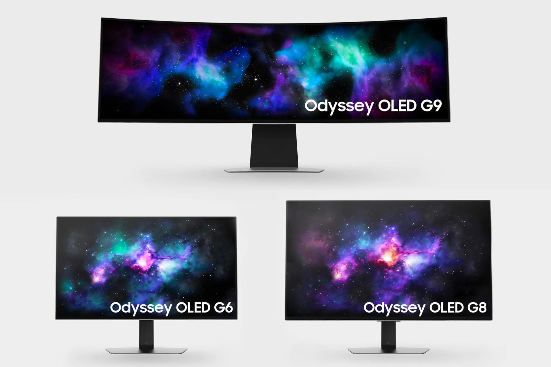 هر سه مانیتور سامسونگ Odyssey 2024 از نمای جلو