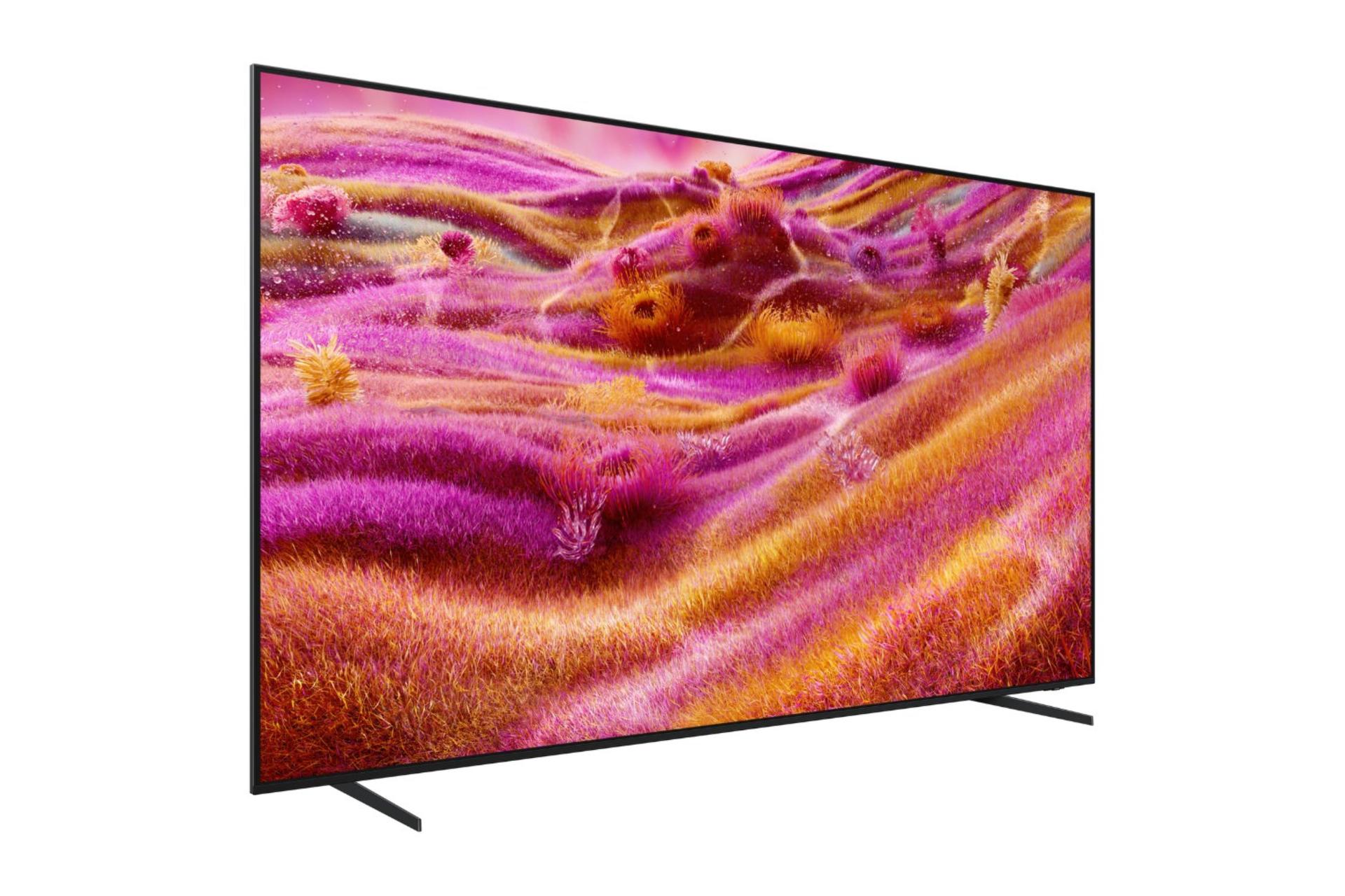تلویزیون سامسونگ Samsung QN90F نمای جلو و چپ