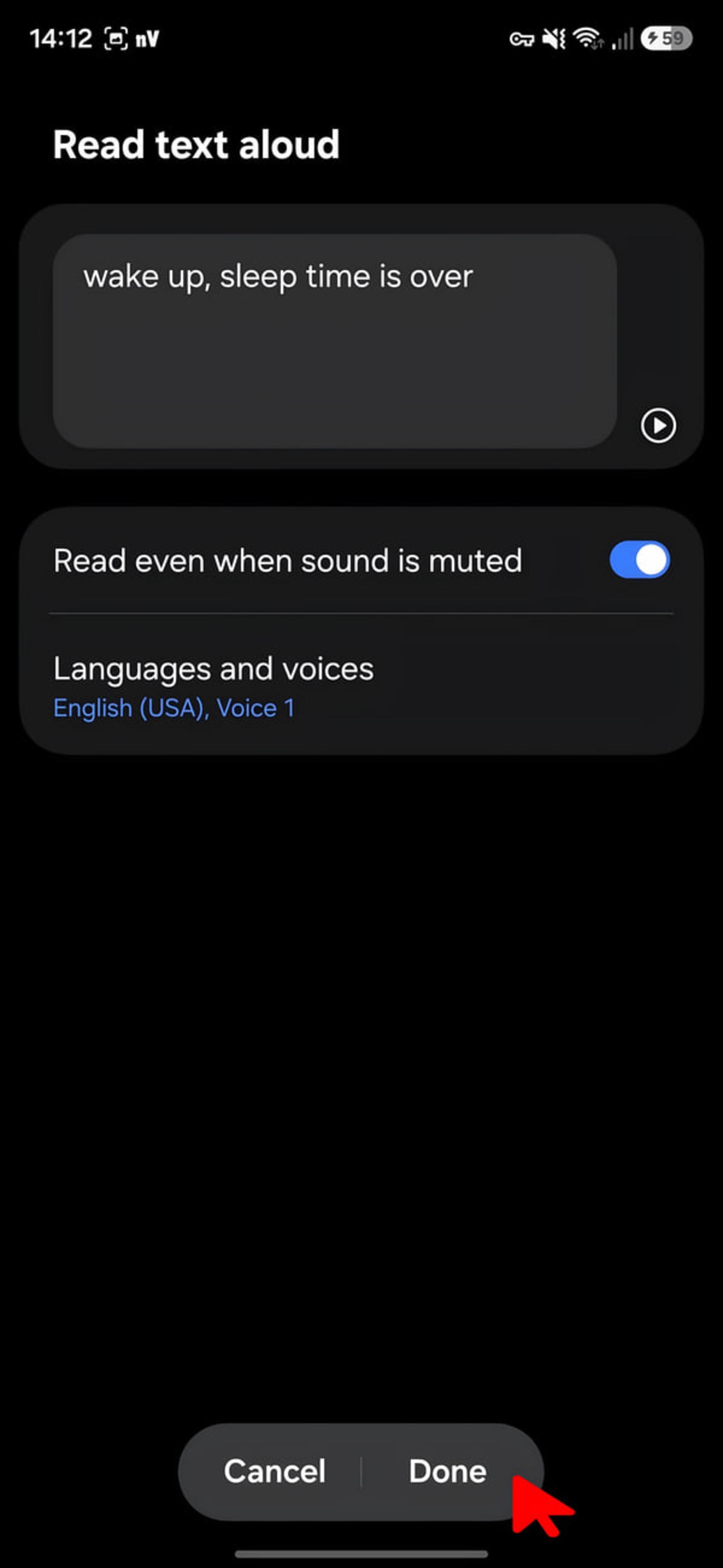 گزینه read text aloud روتین های سامسونگ