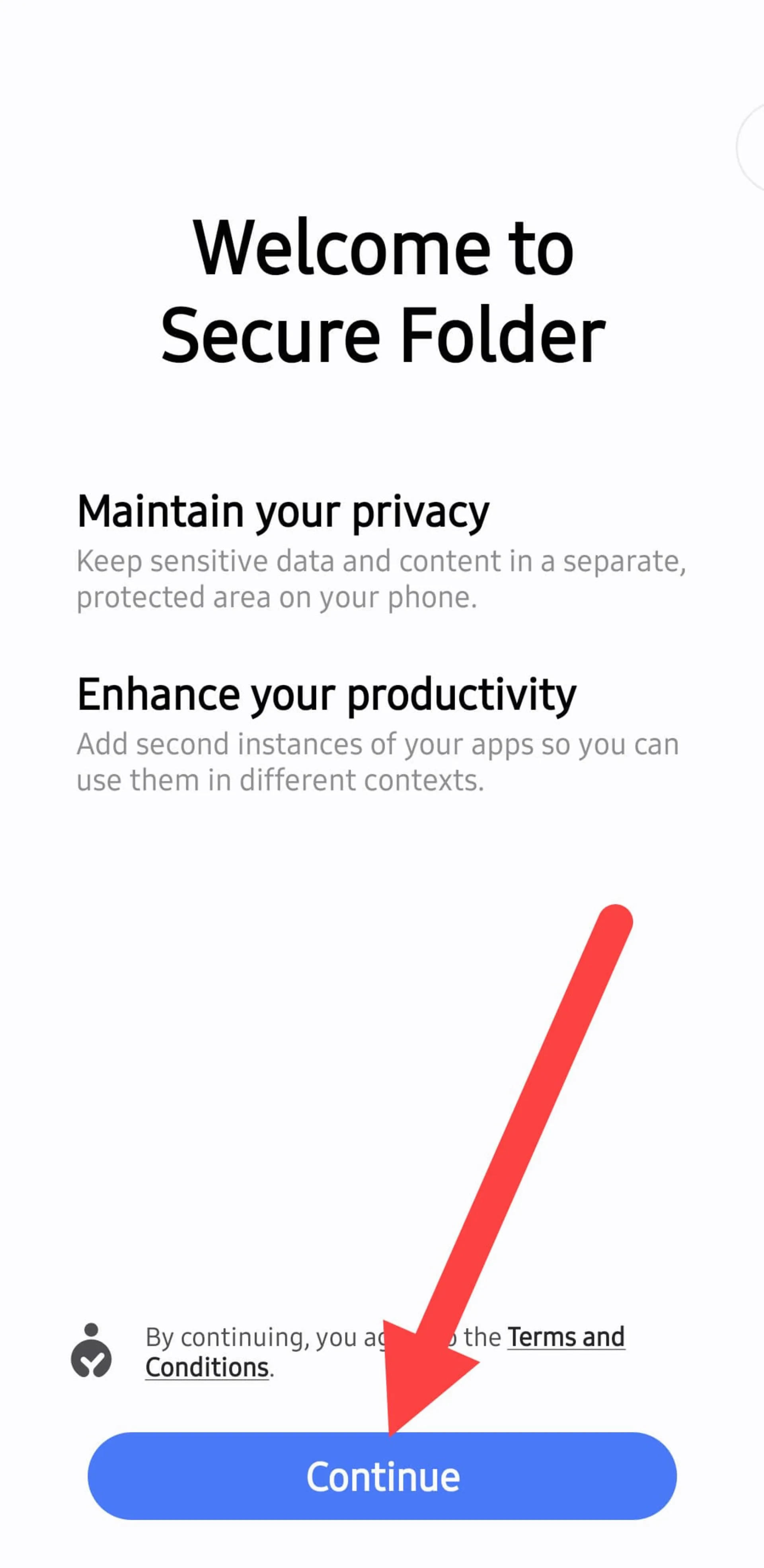 Setting up Secure Folder on Samsung phone