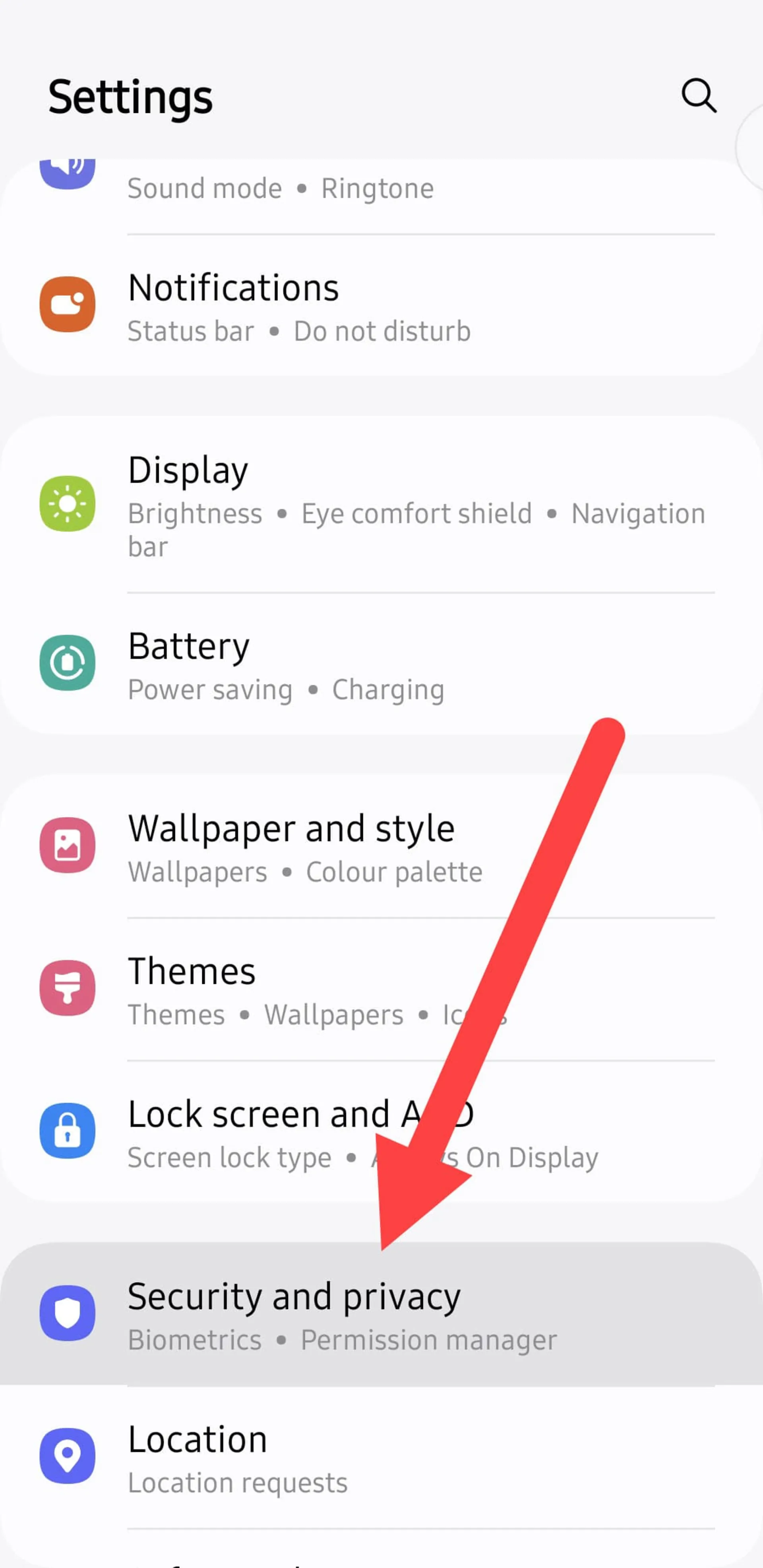 Security and privacy in Samsung phone settings