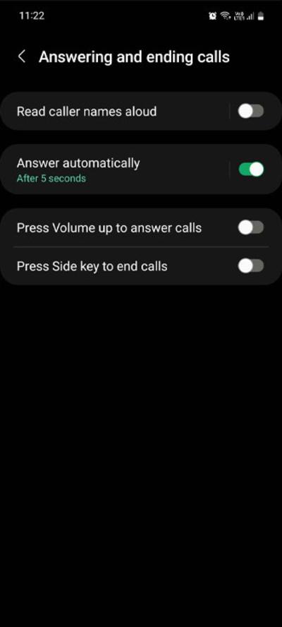 Answering and ending calls option
