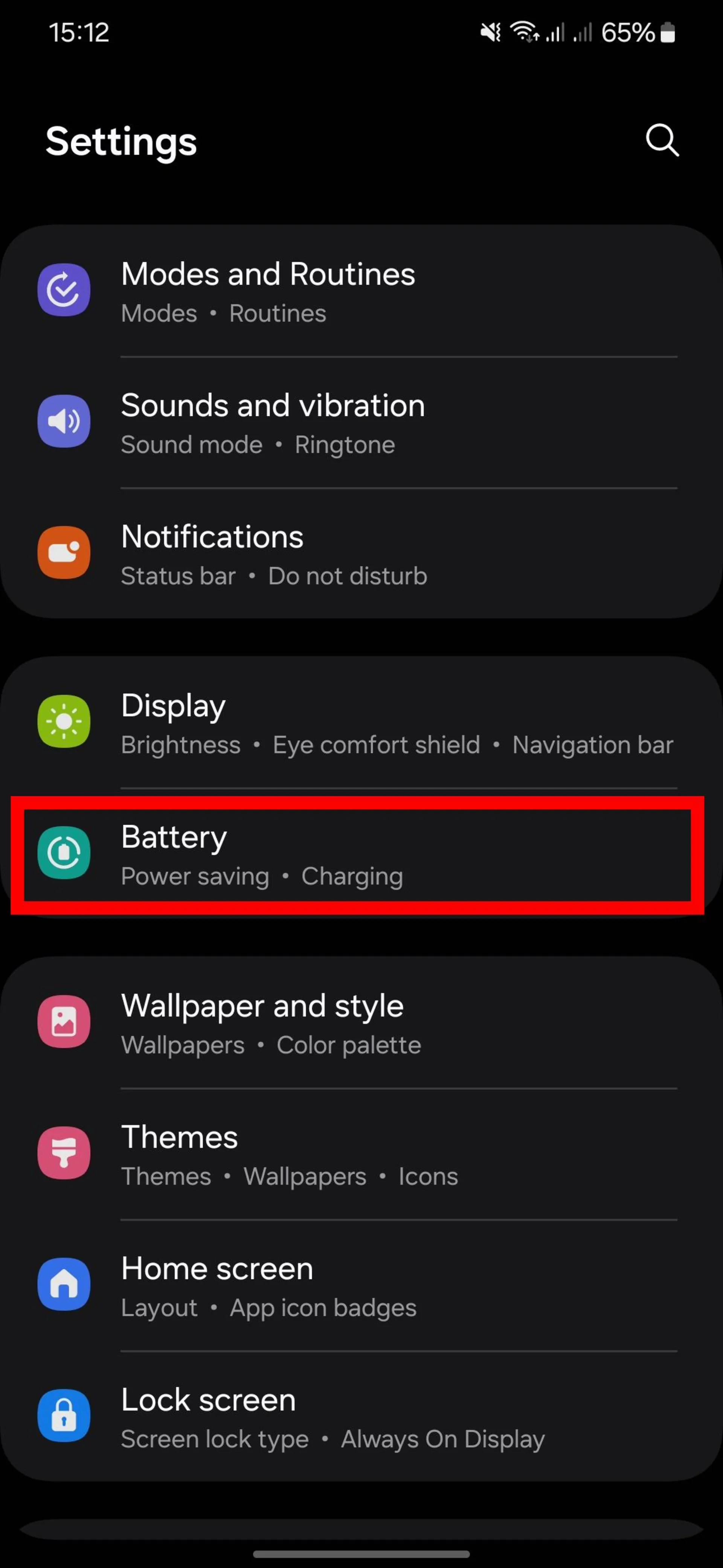 Samsung phone settings