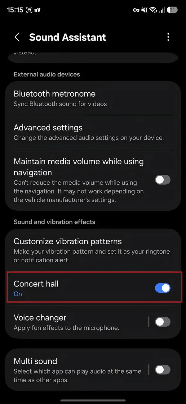 تنظیمات اپ Sound Assistant در گوشی سامسونگ برای مدیریت صدا