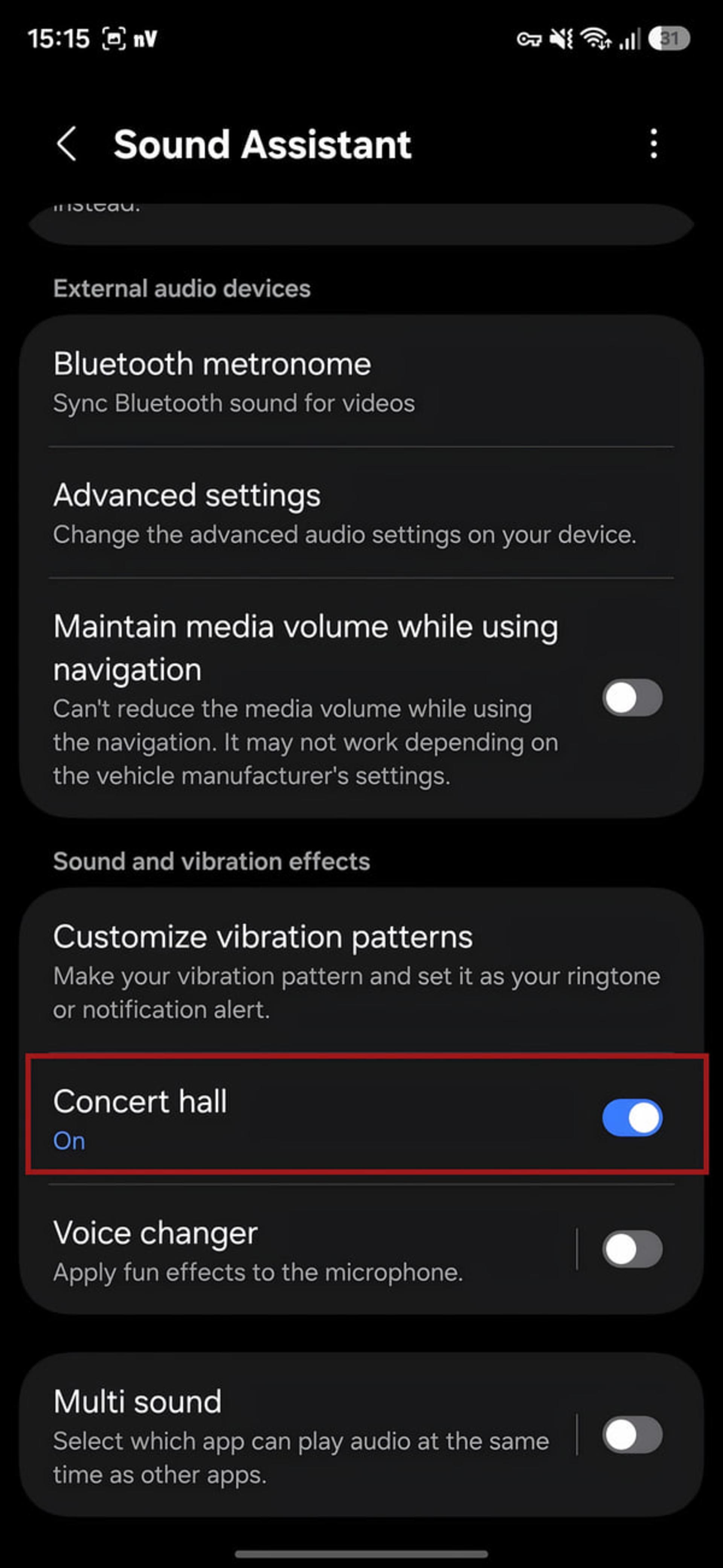 تنظیمات اپ Sound Assistant در گوشی سامسونگ برای مدیریت صدا