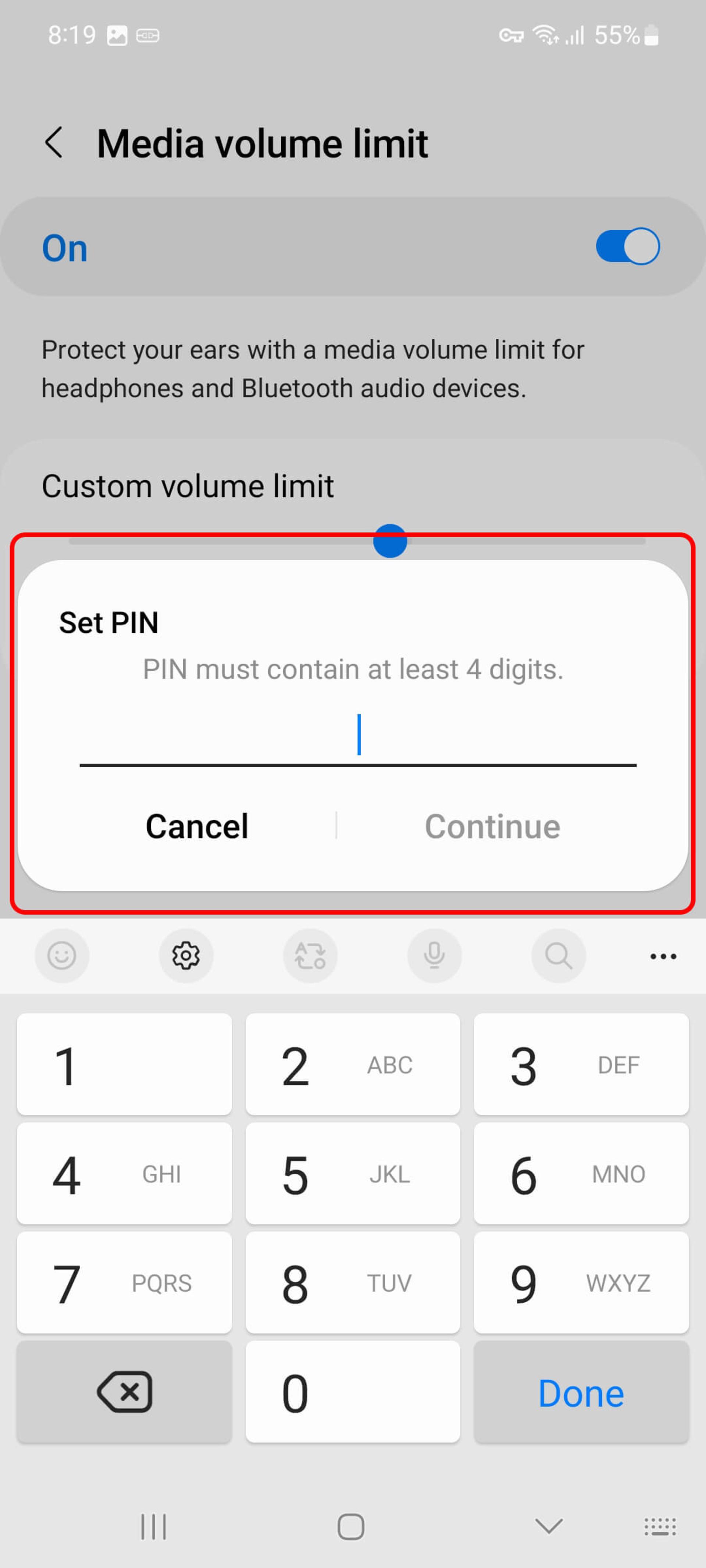 فعال کردن قفل برای دسترسی نداشتن به Media volume limit 