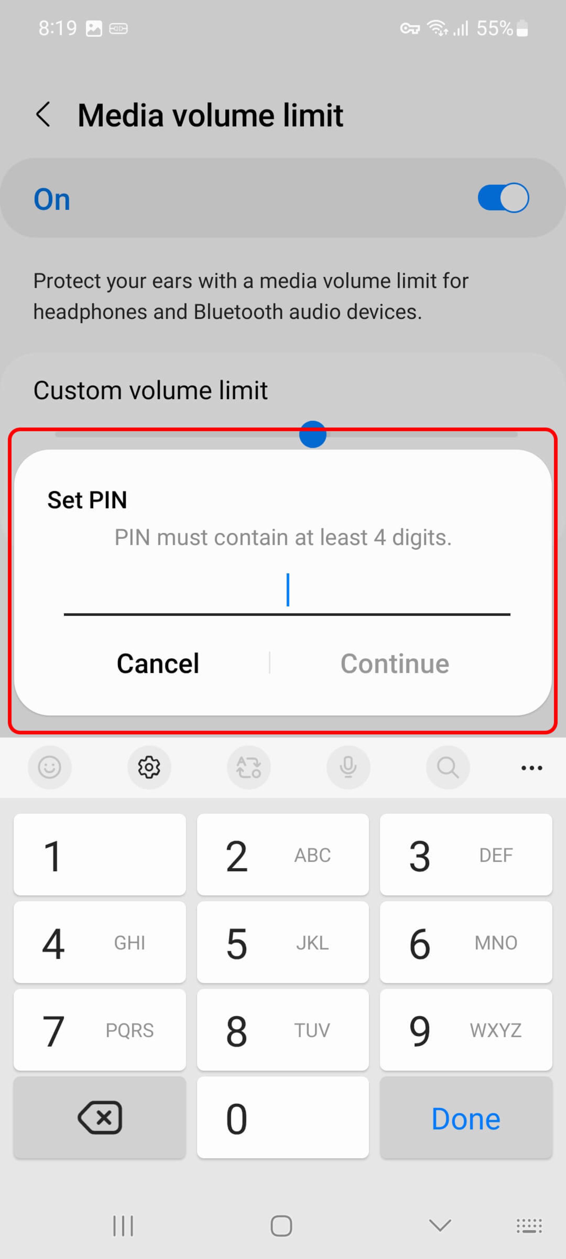 فعال کردن قفل برای دسترسی نداشتن به Media volume limit 