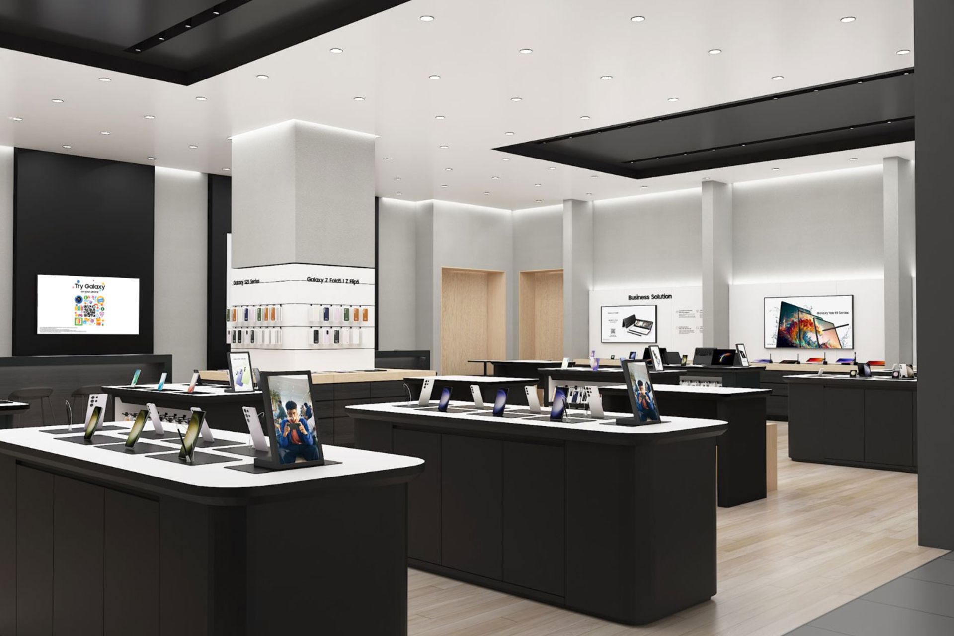 نمای فروشگاه مدرن سامسونگ Experience در وست‌ فیلد لندن