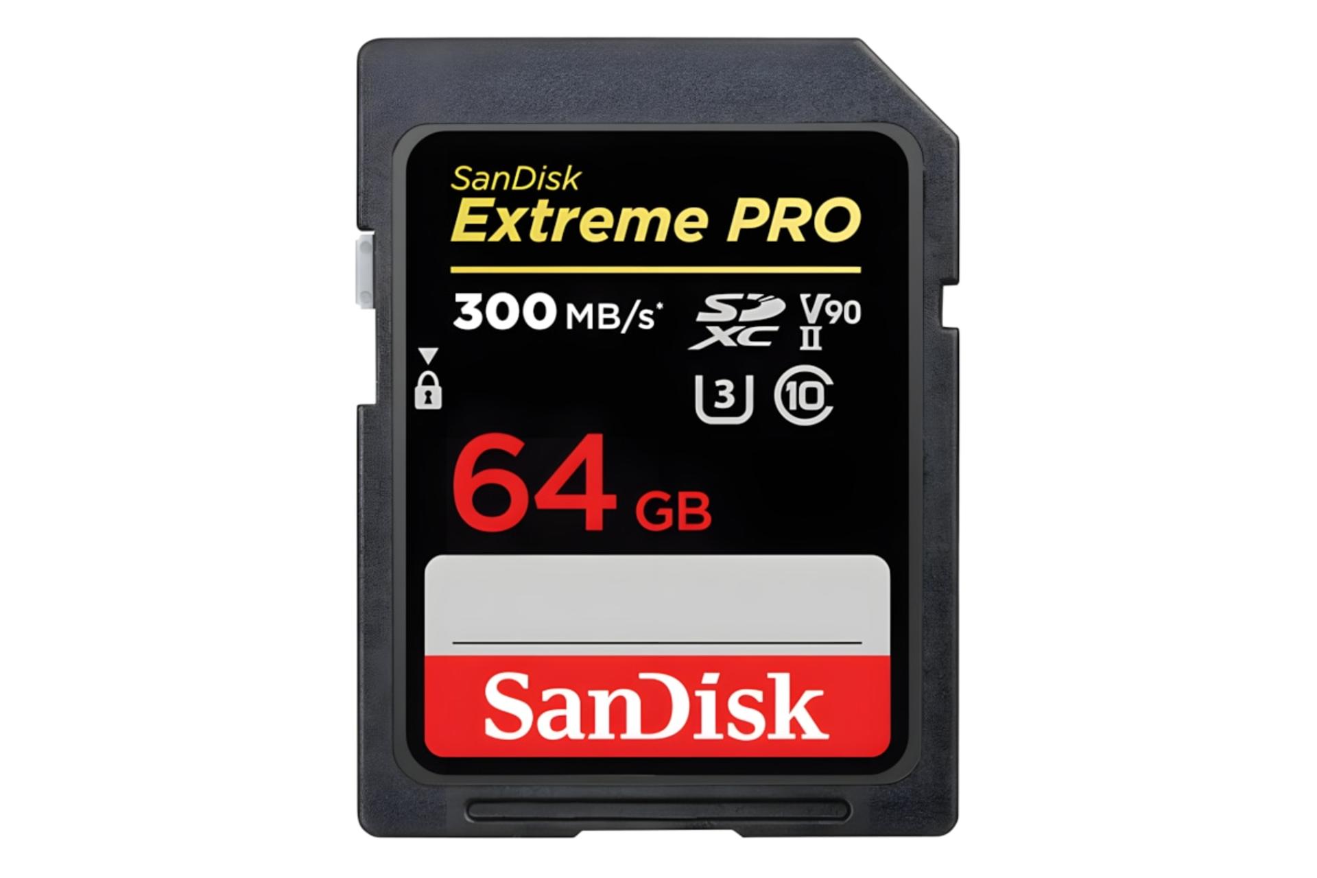کارت حافظه سن‌دیسک SanDisk Extreme PRO V90 SDXC Class 10 UHS-II U3 64GB 300MBps