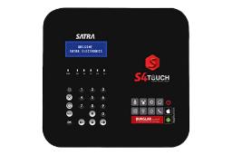 نمای جلوی دزدگیر اماکن ساترا S4PRO با نمایشگر روشن و نمایش صفحه کلید رنگ مشکی