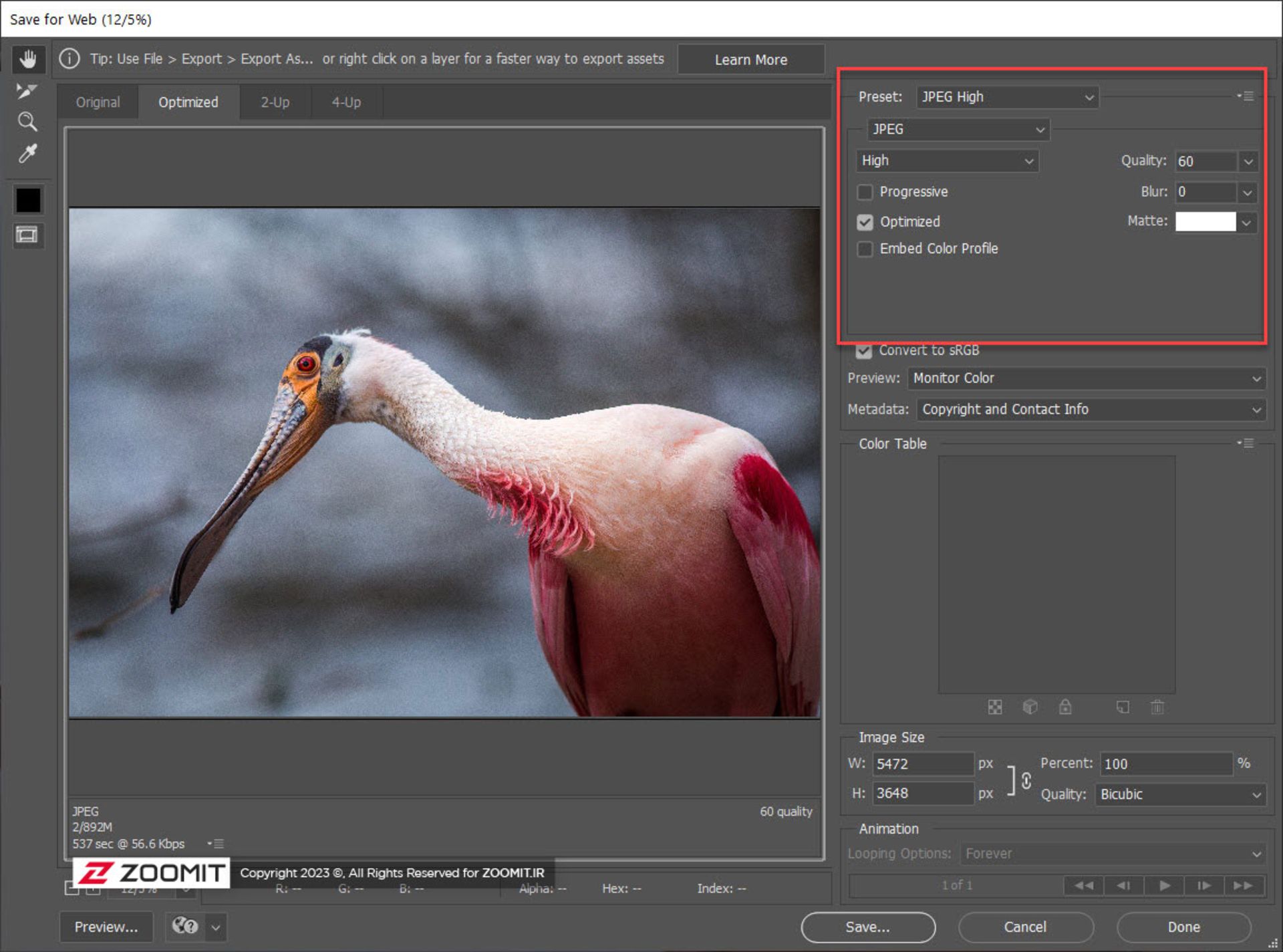 save for web در فتوشاپ
