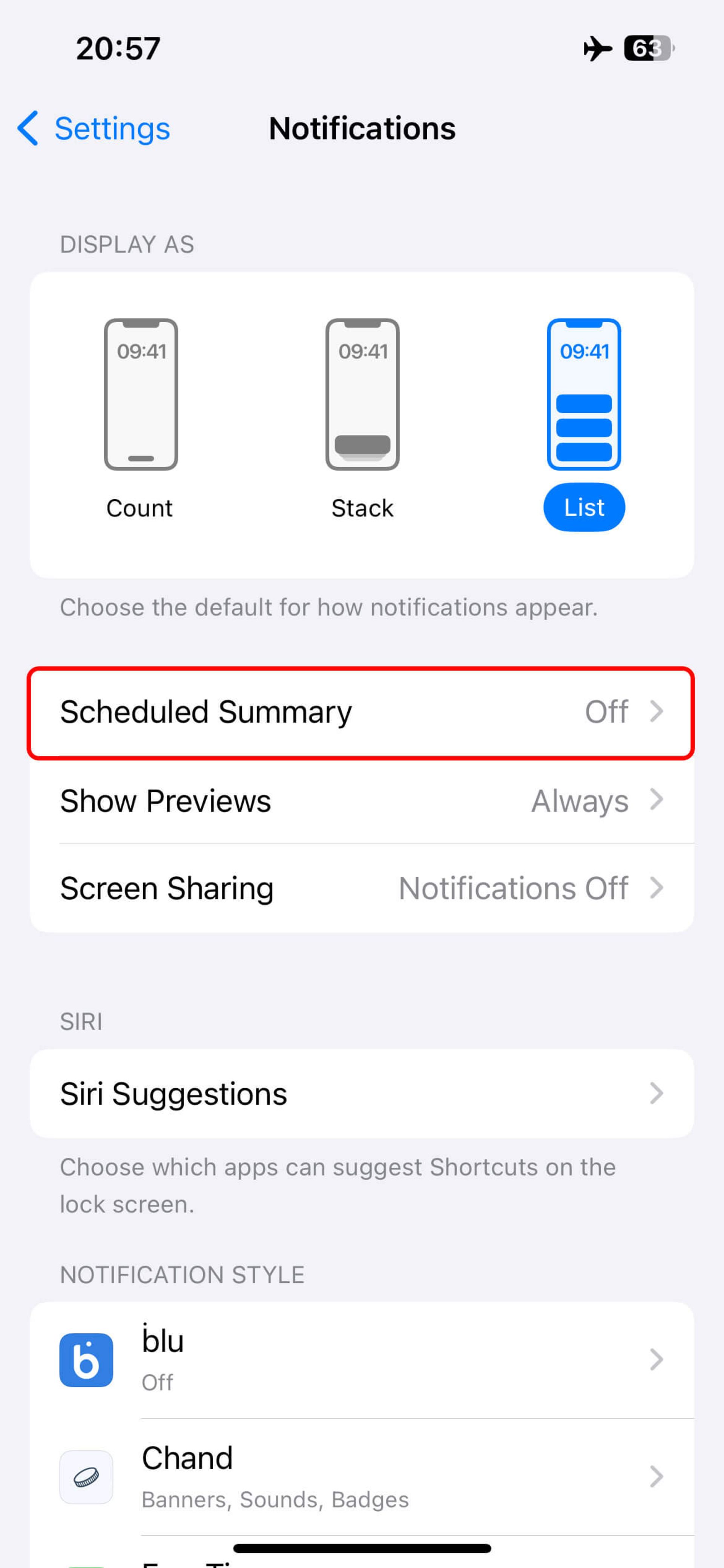 صفحه اعلان ها (Notifications) آیفون