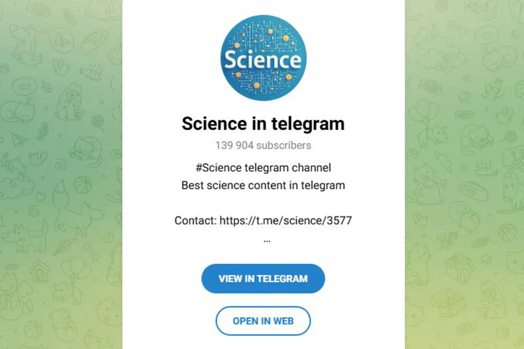 صفحه ورود به کانال تلگرام Science