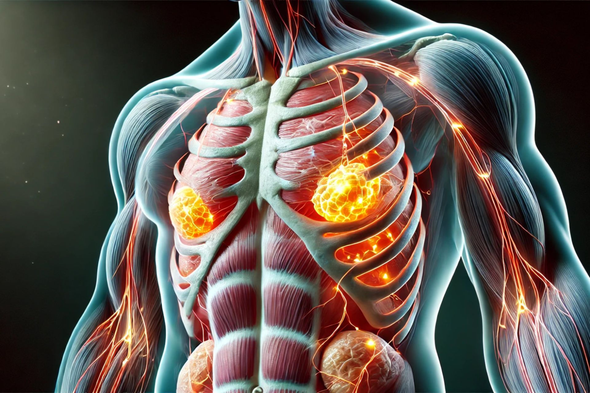 تصویرسازی چربی پنهان درون و اطراف عضلات انسان مفهوم چربی بین عضلانی (IMAT) را نشان می‌دهد.