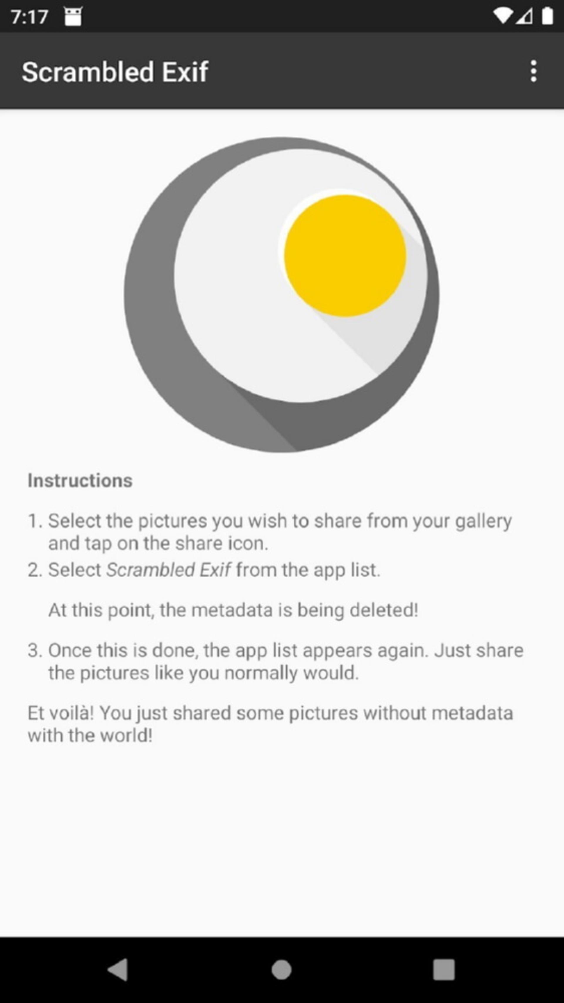 اسکرین شات از اپلیکیشن Scrambled Exif
