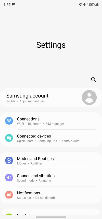 منوی تنظیمات OneUI 5.1