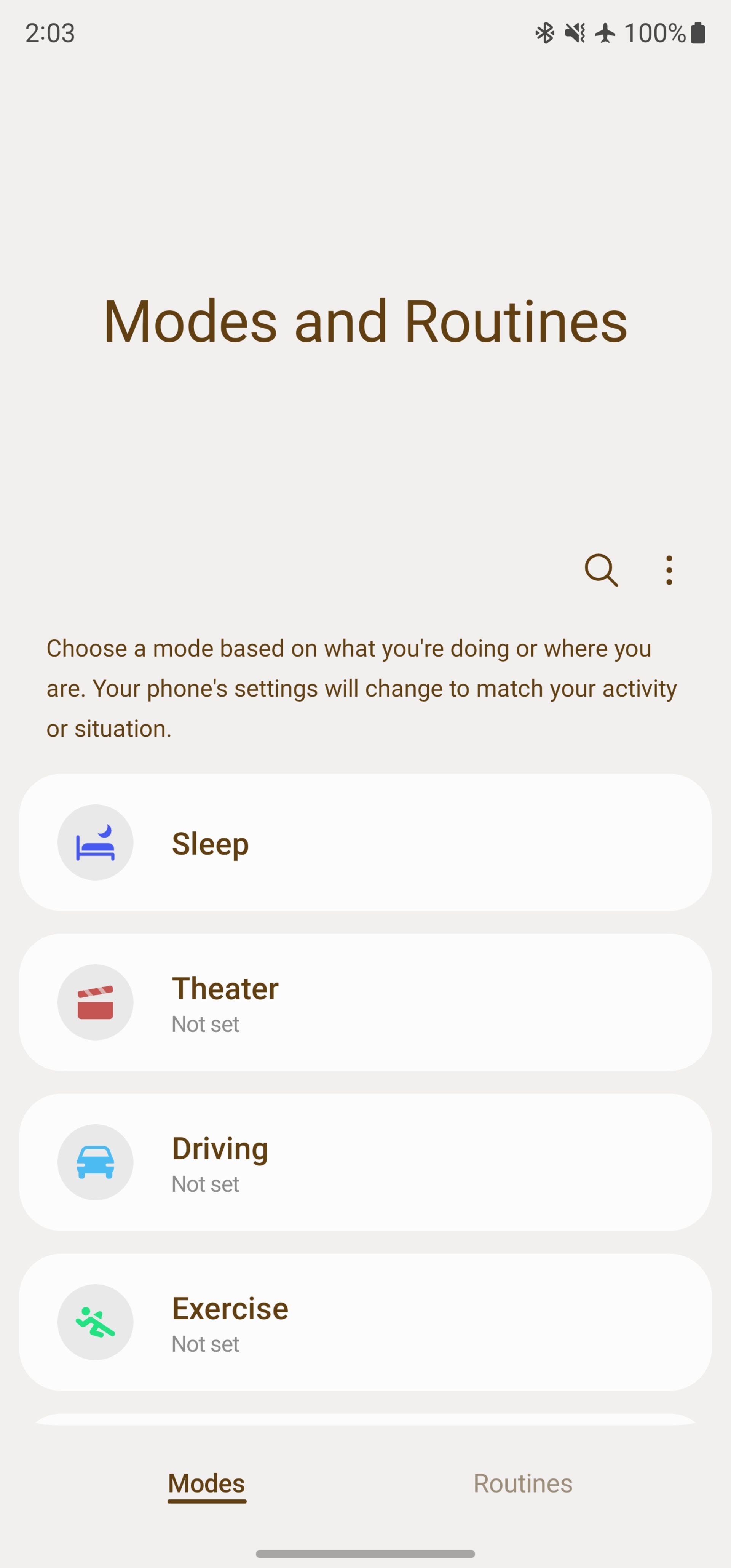 قابلیت Modes & Routines در OneUI 5.1