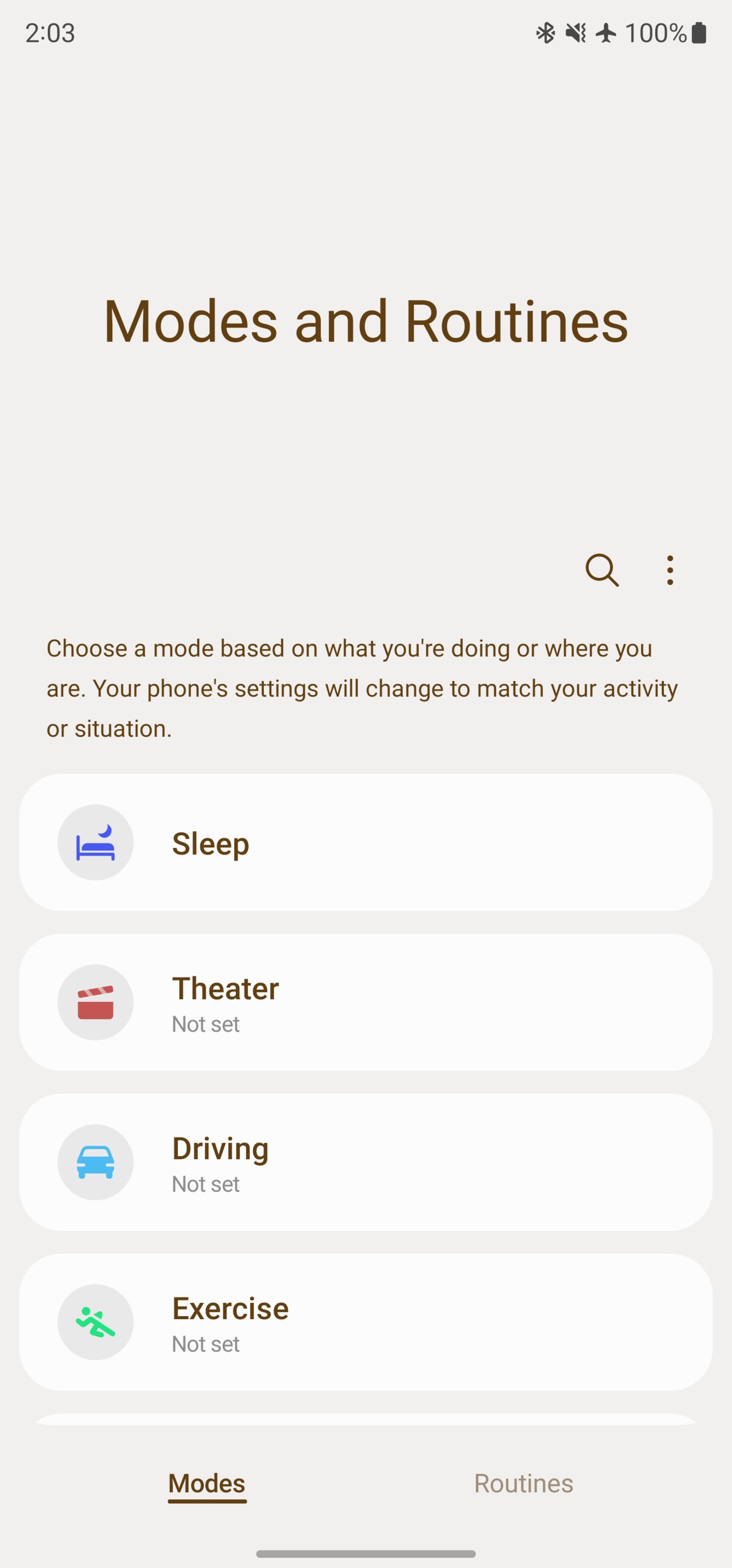 قابلیت Modes & Routines در OneUI 5.1