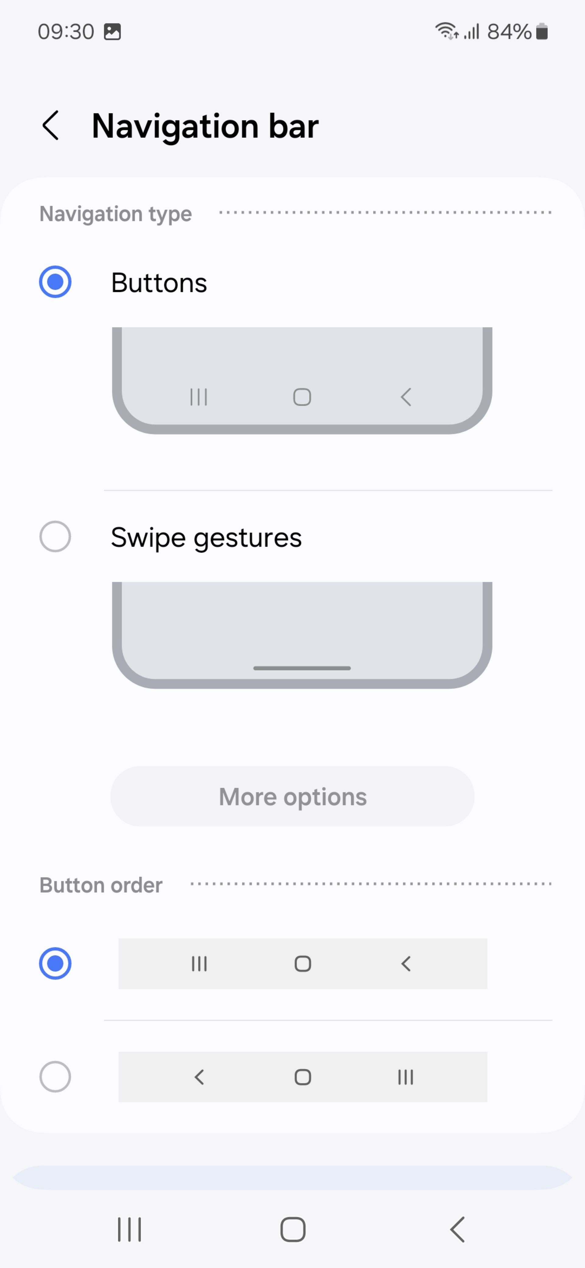 One UI 6.1 navigation bar