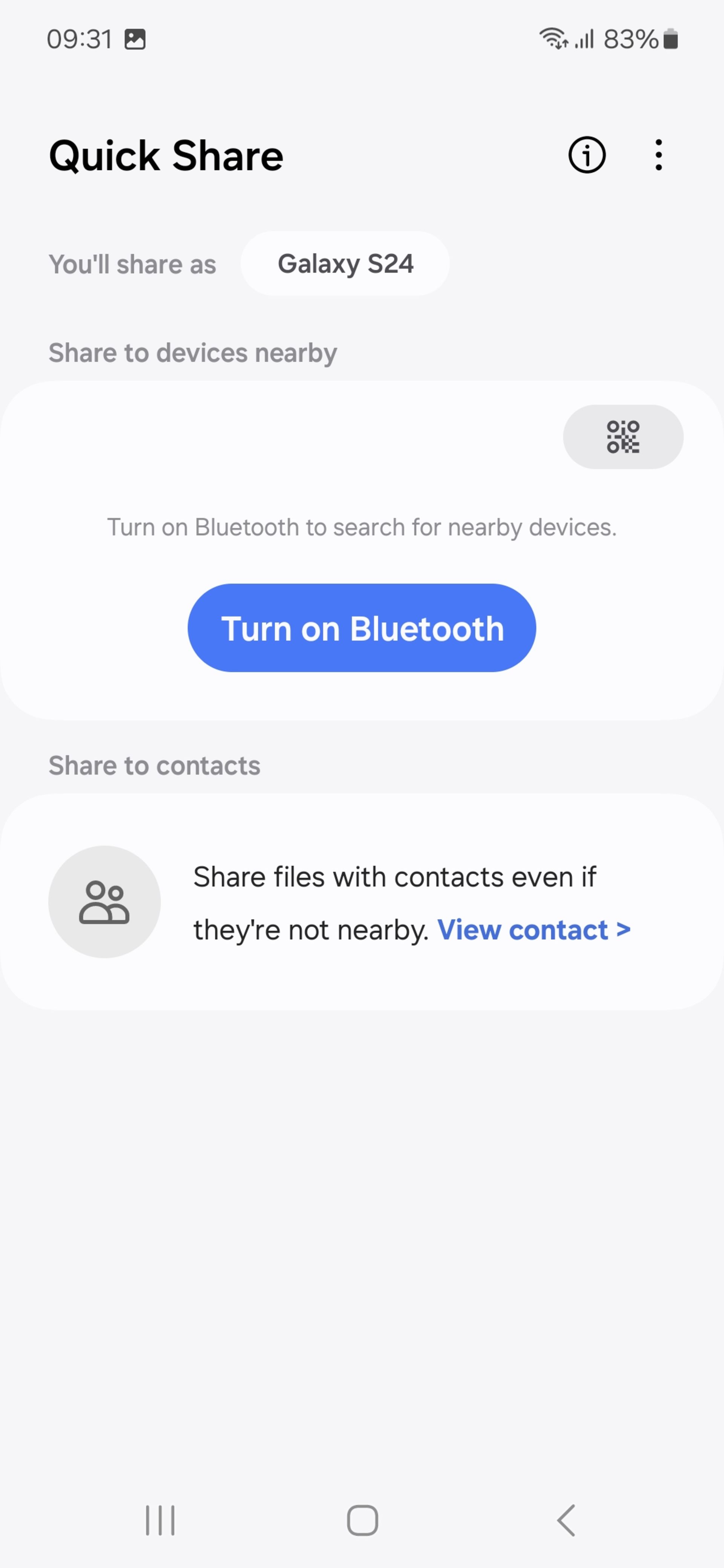 One Ui 6.1 Quick Share menu