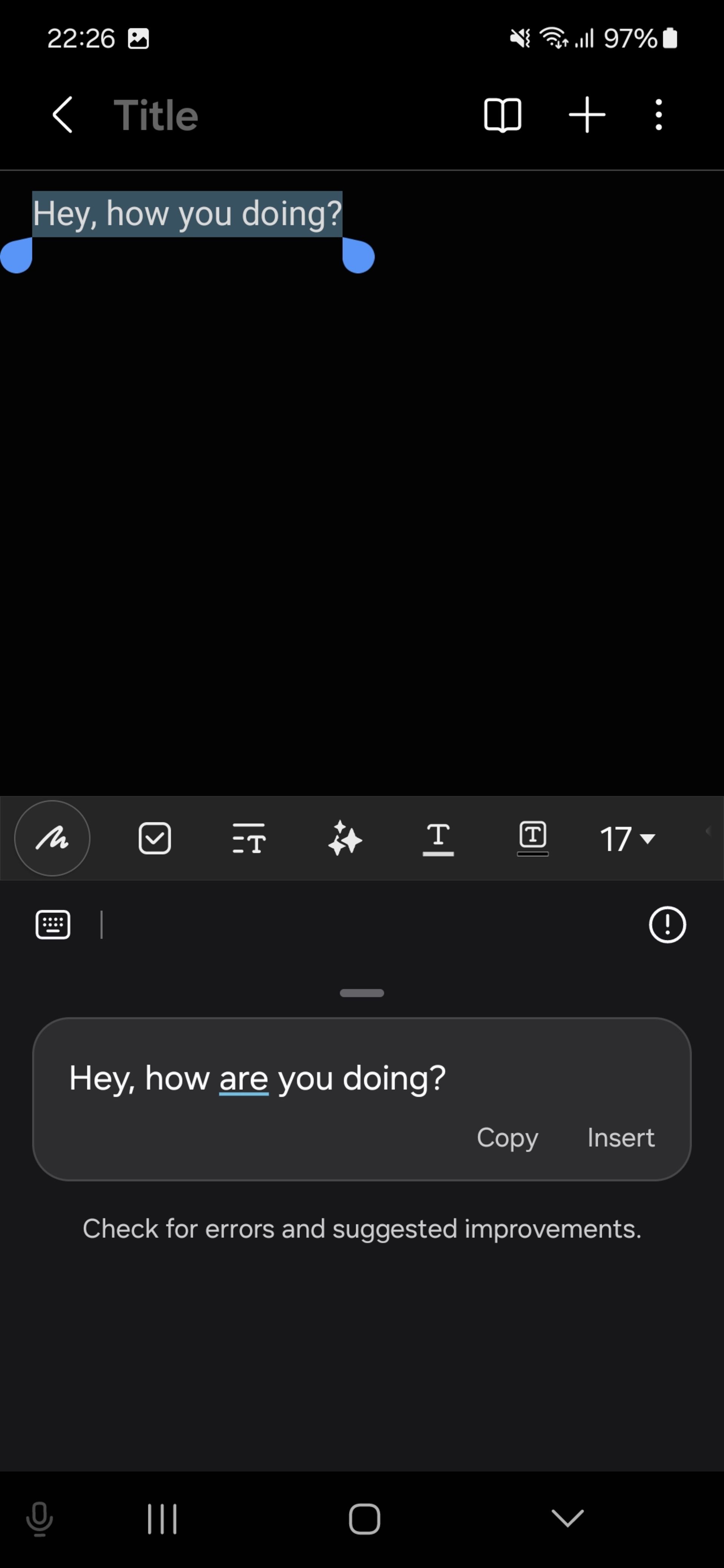 Galaxy AI writing assist
