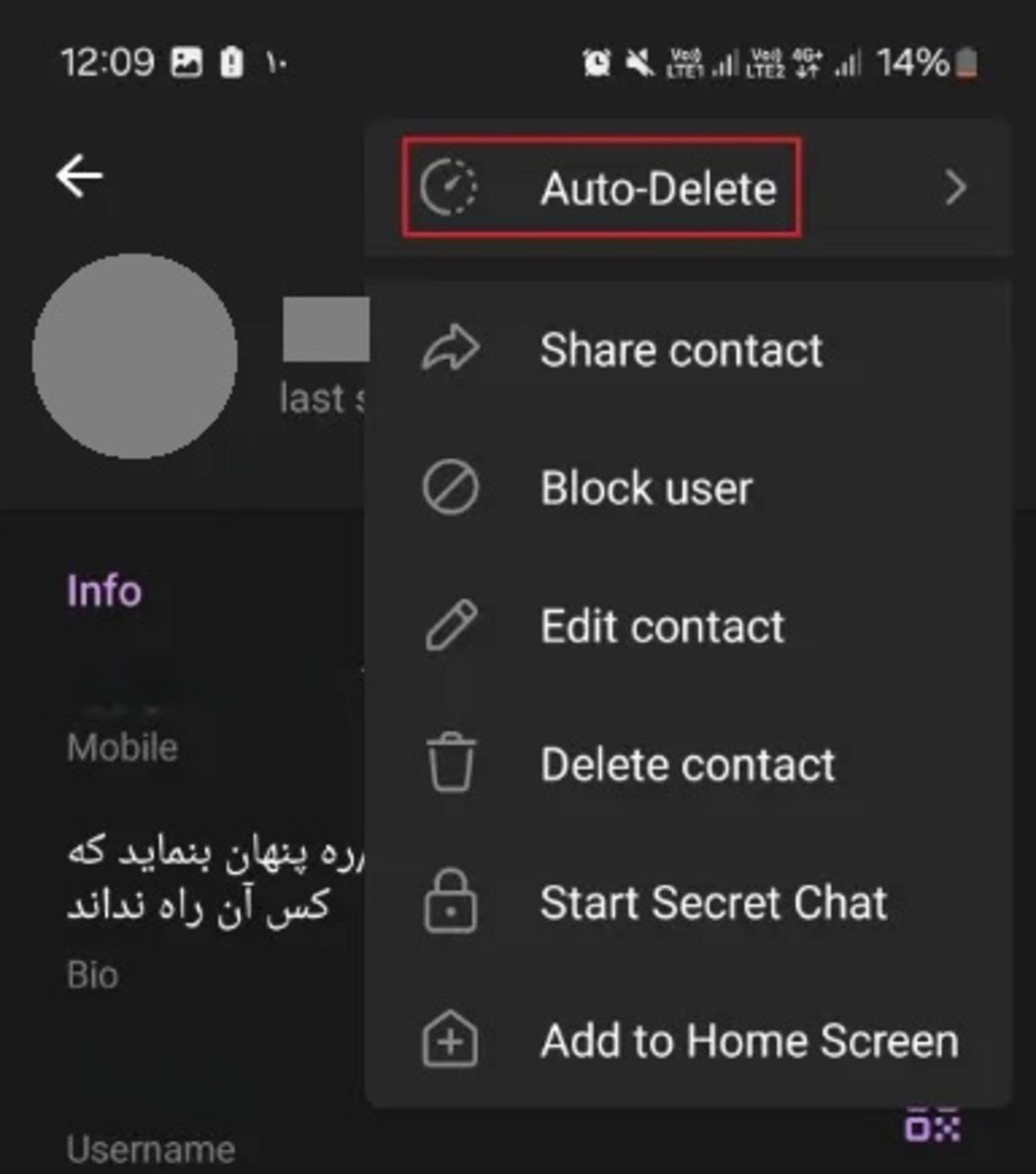پاک کردن خودکار پیام‌ تلگرام در گوشی