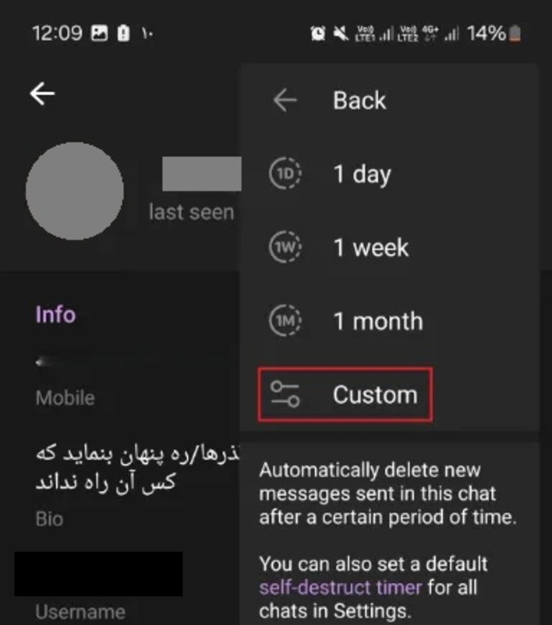 پاک کردن خودکار پیام‌ تلگرام در گوشی