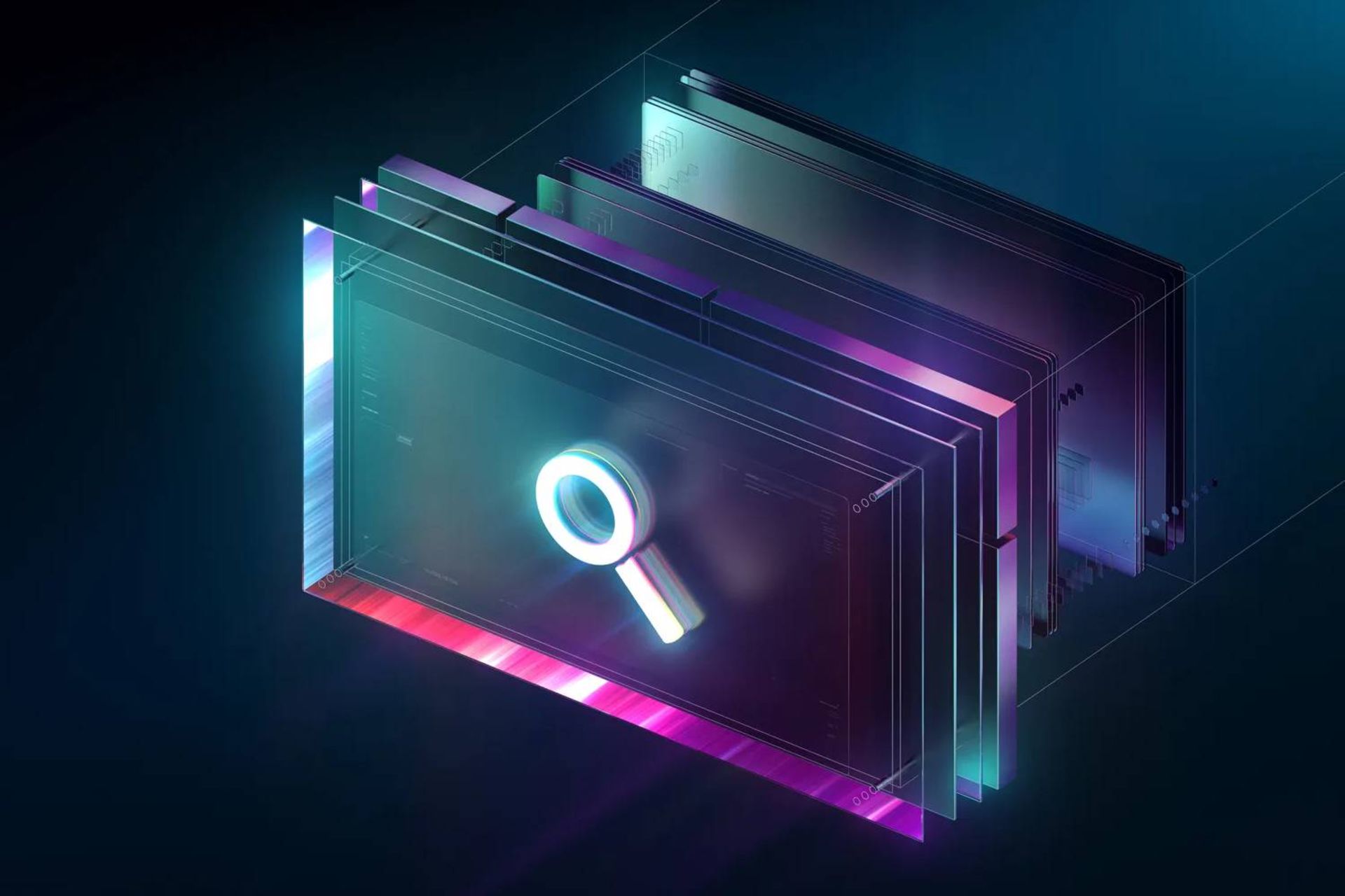 نماد موتور جستجو روی صفحه رنگی نئونی