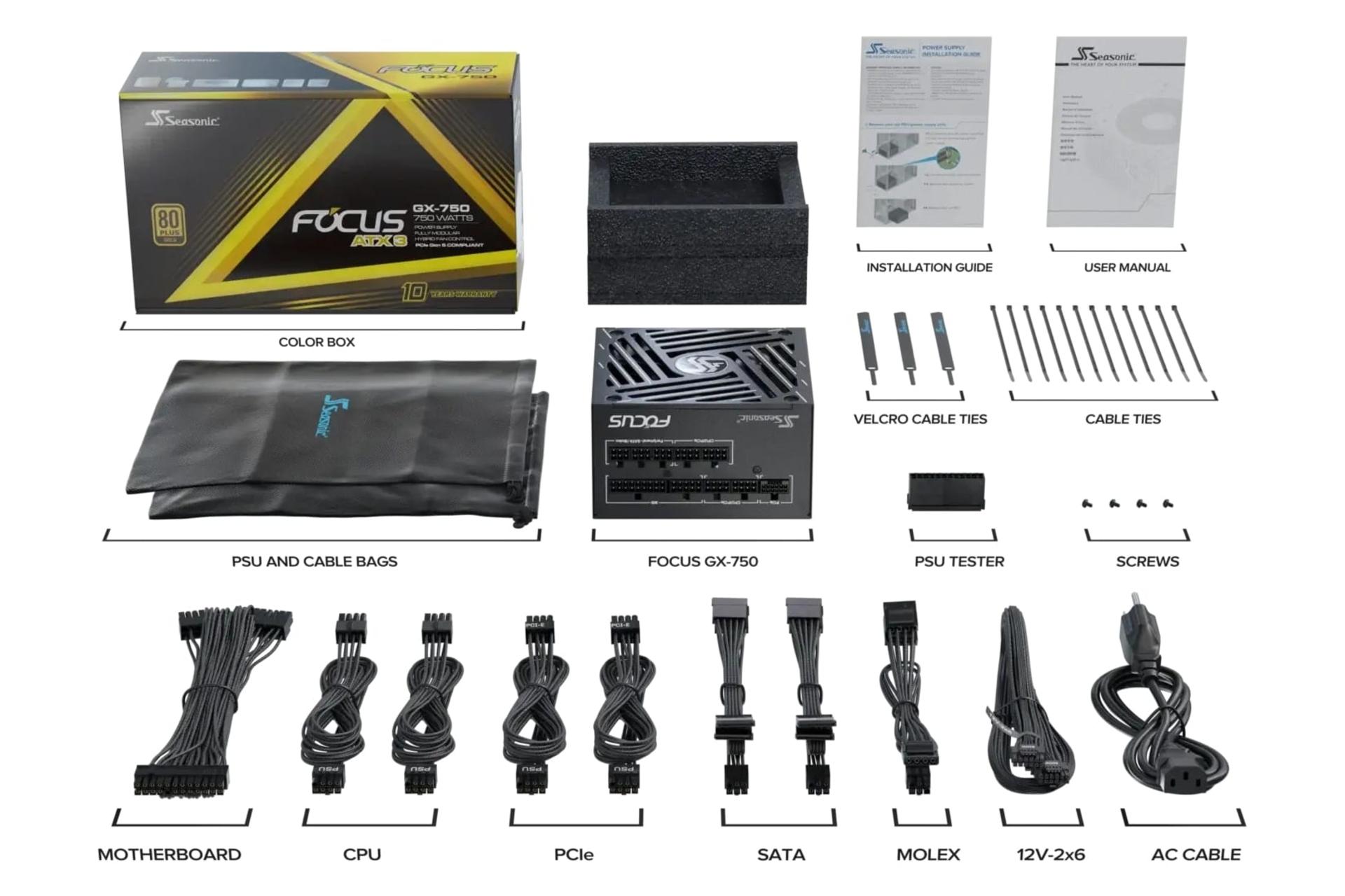 اقلام همراه پاور کامپیوتر سی سونیک Seasonic FOCUS GX ATX 3.1 750W